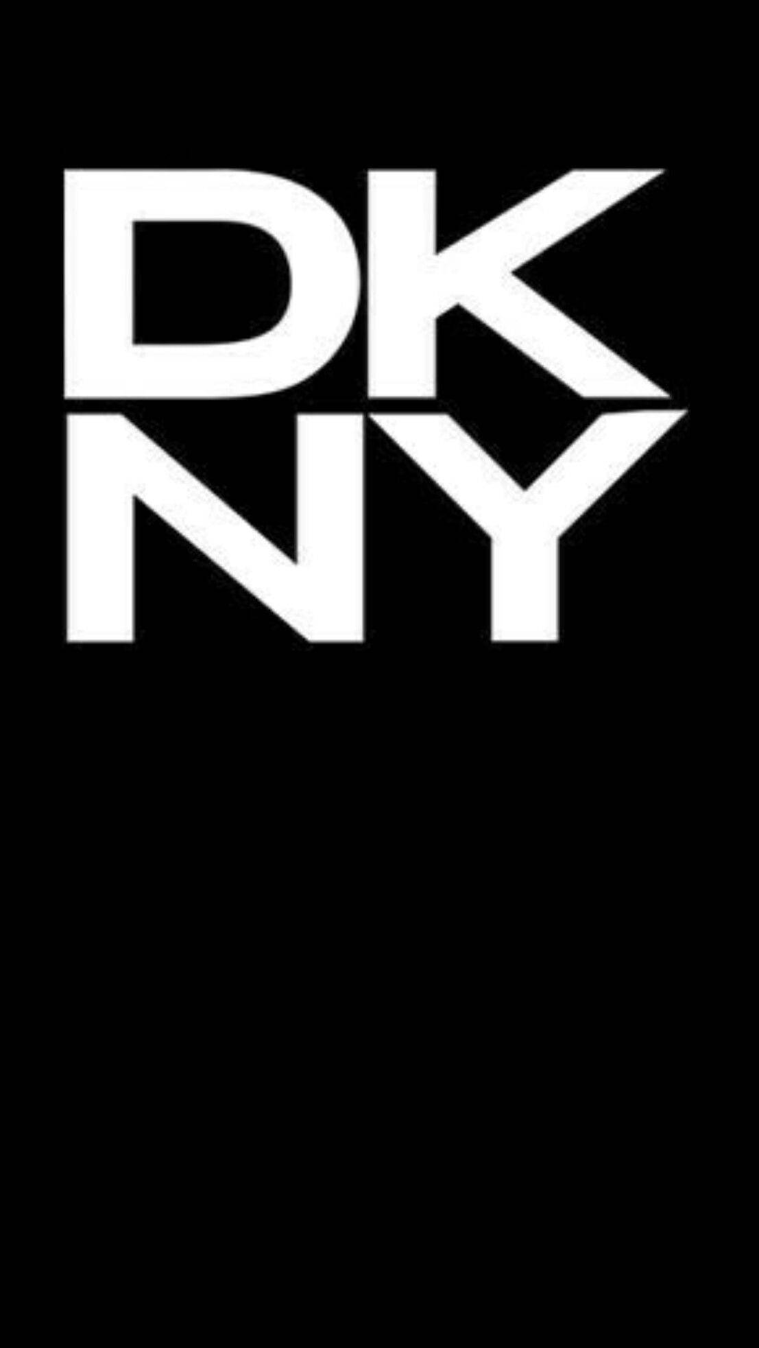 DKNY, black background, white logo, Full HD Phone Wallpaper