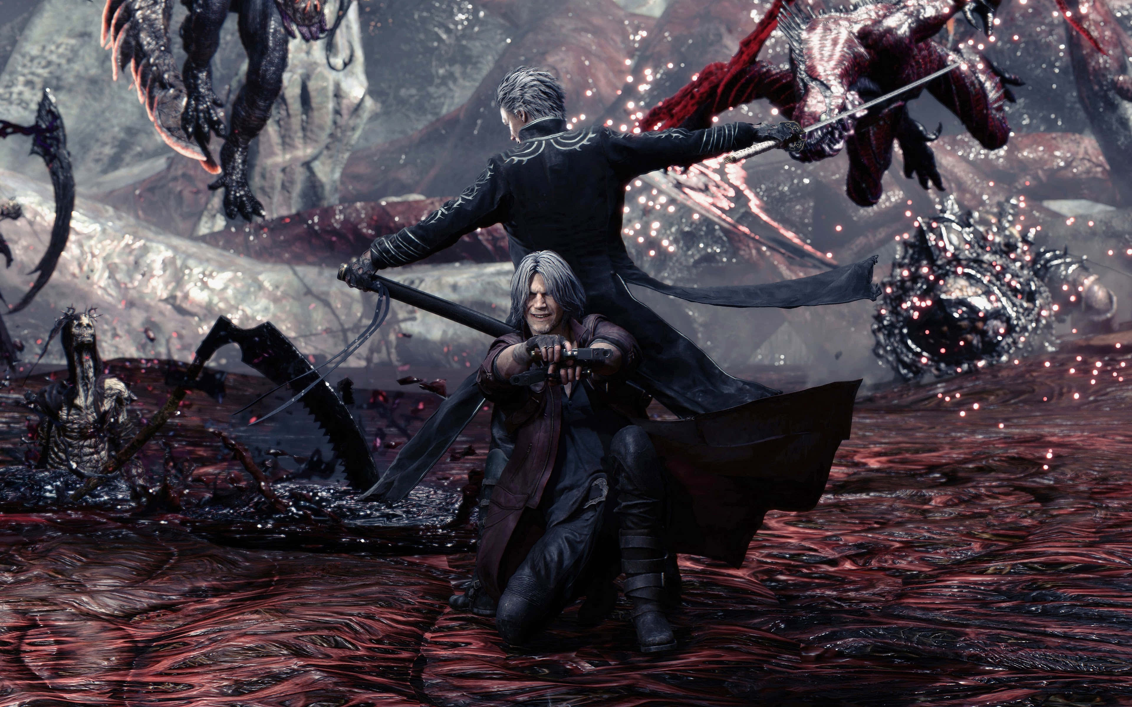 Dmc 5, epic battle scene, armored warriors, 4K Desktop Wallpaper