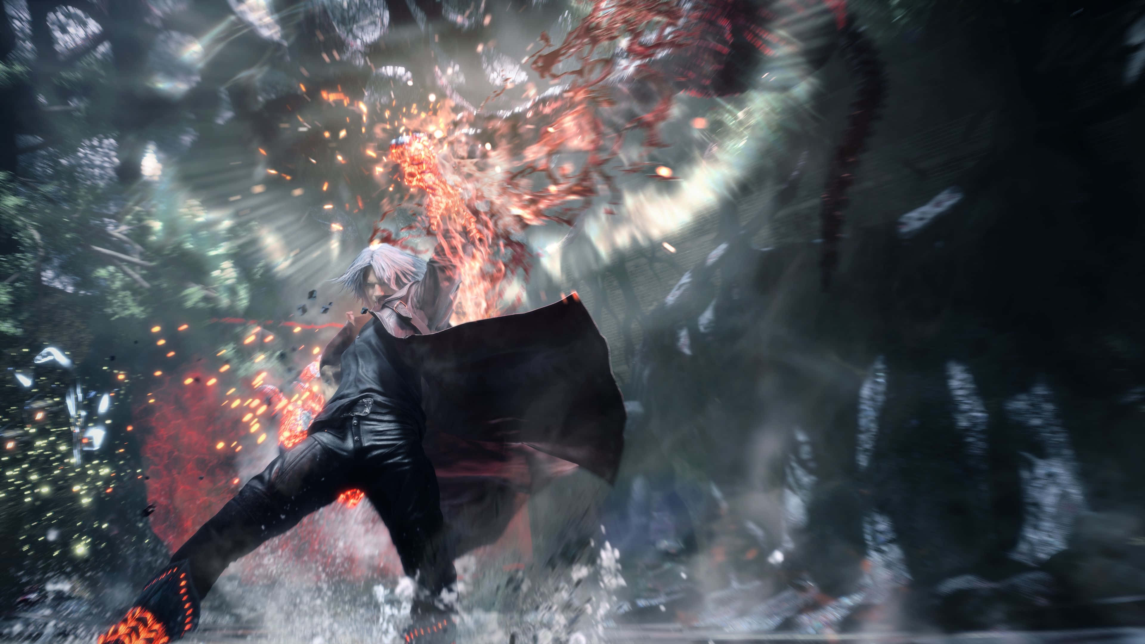 Dmc 5, silver-haired warrior, black leather, 4K Desktop Wallpaper