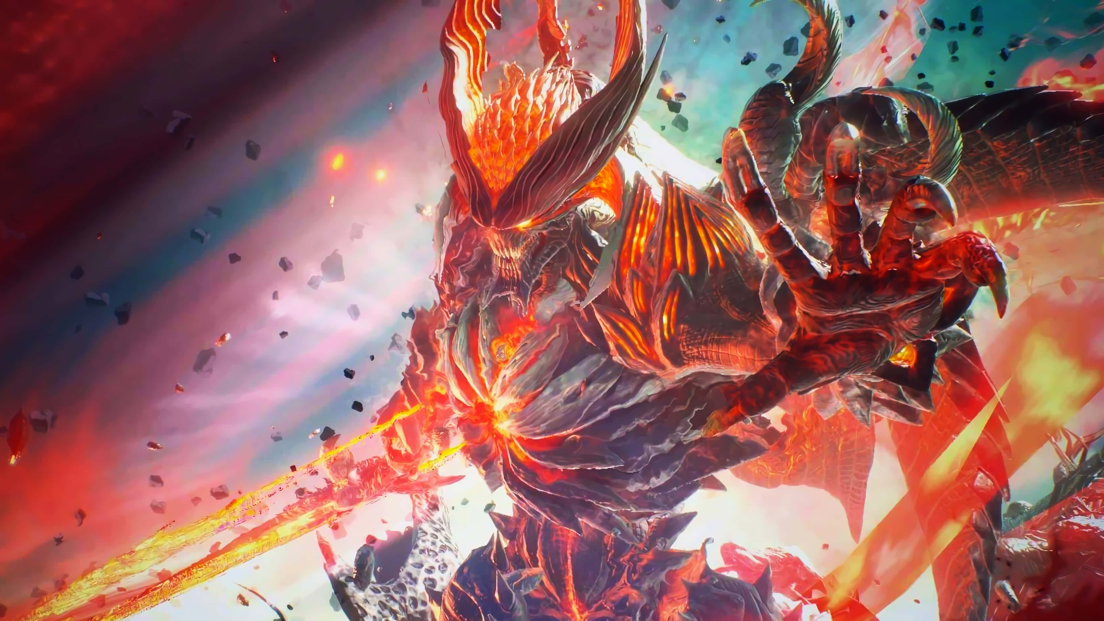 Dmc 5, fiery demonic warrior, glowing orange horns, 4K Desktop Wallpaper