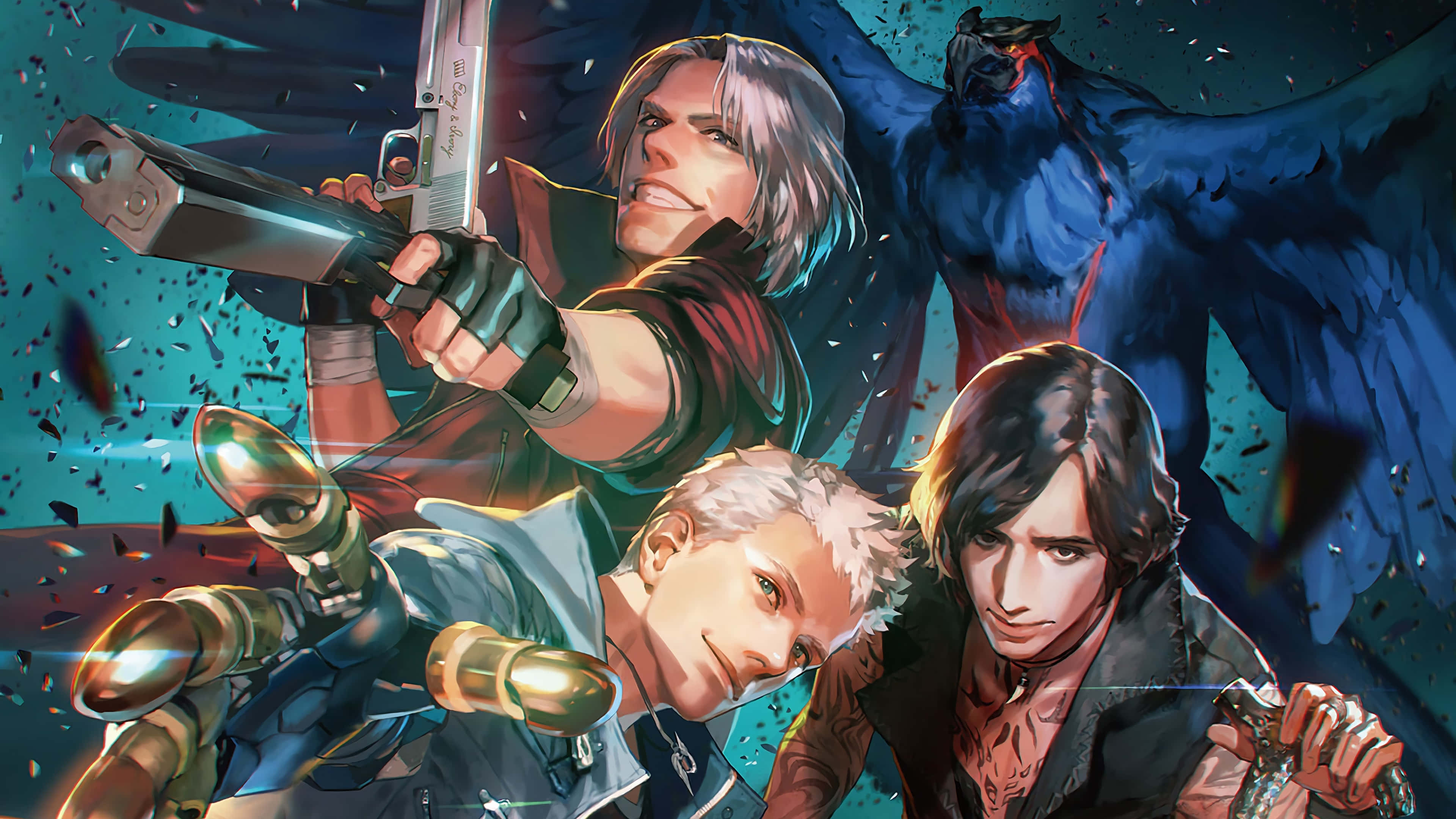 Dmc 5, anime-style warriors, guns and blades, 4K Desktop Wallpaper