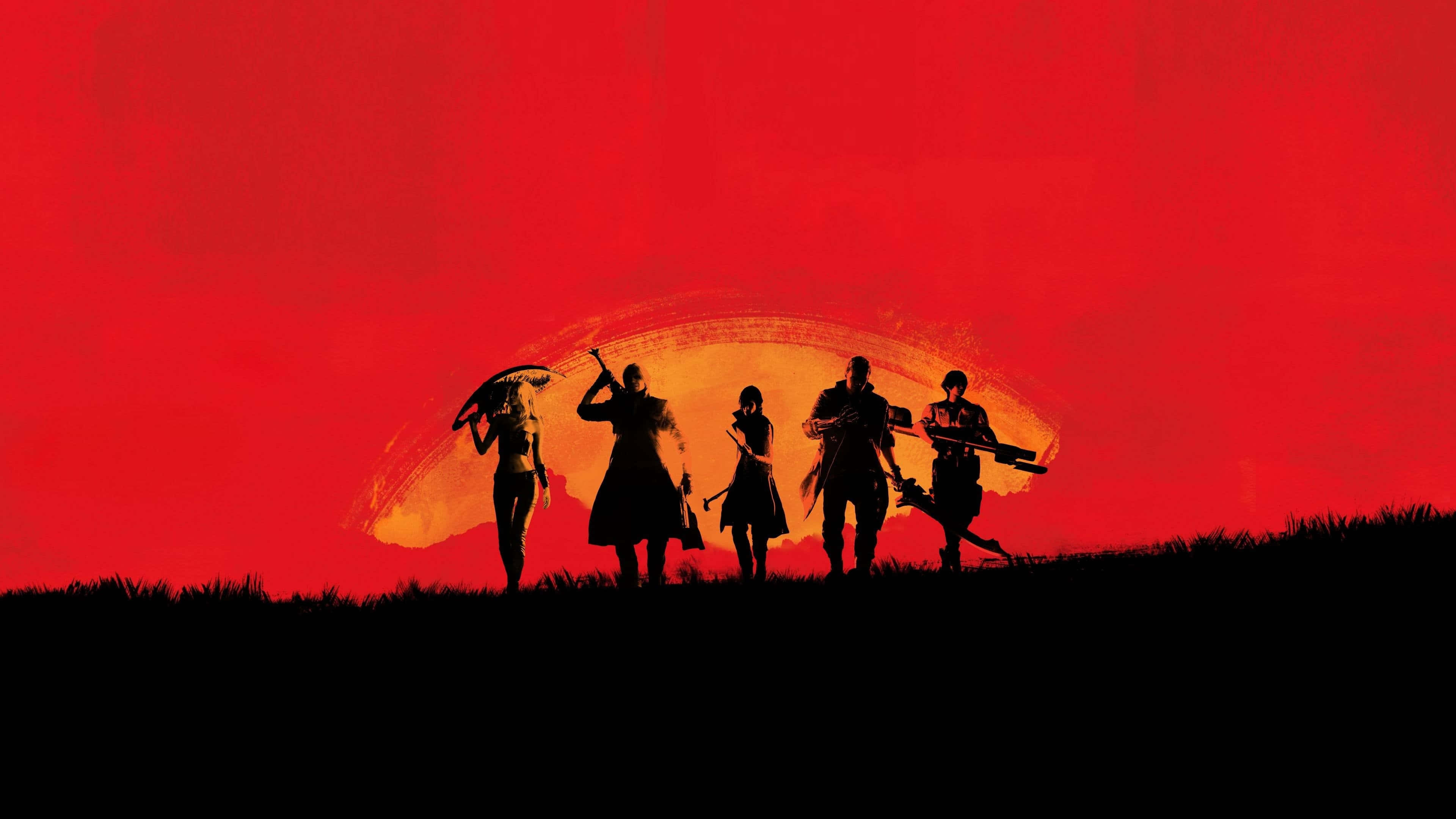 Dmc 5, red silhouette, fiery red sunset, 4K Desktop Wallpaper