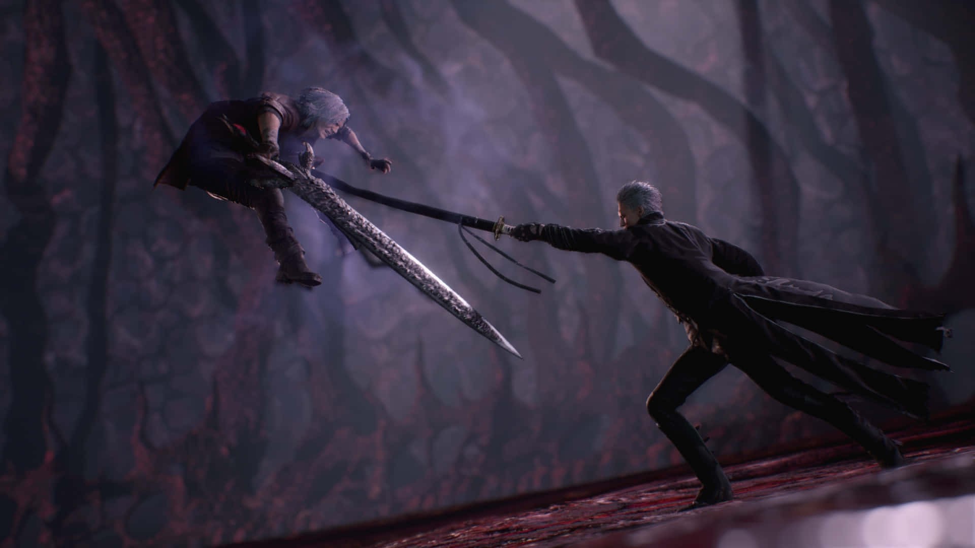 Dmc 5, silver-haired warrior, black coat, Full HD Desktop Wallpaper