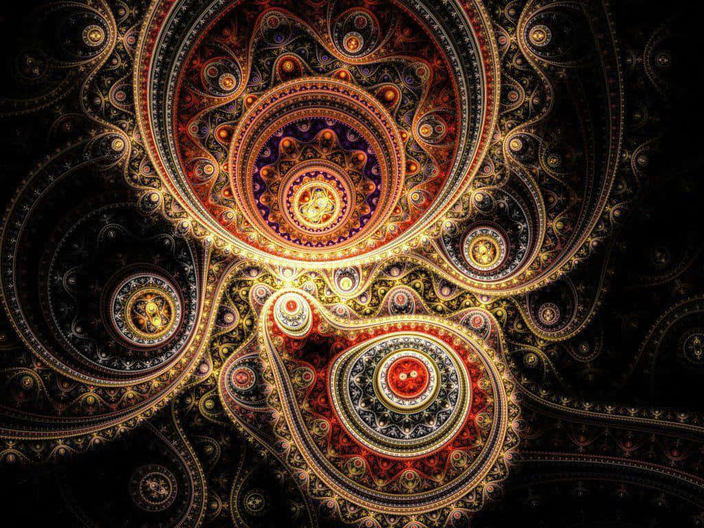 Mandala dmt, fractal patterns, glowing centers, SD Desktop Wallpaper