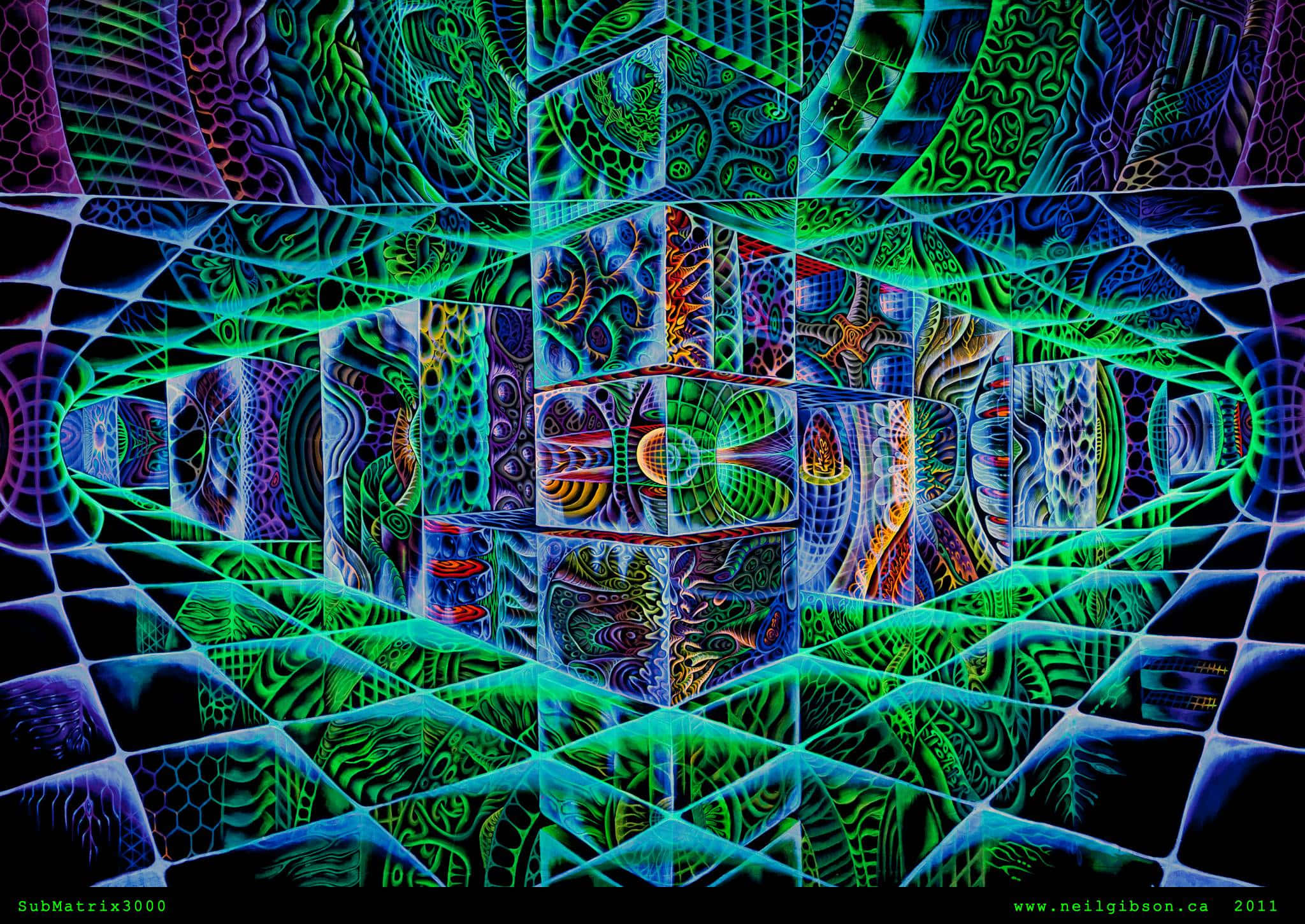 DMT, glowing green, blue, Full HD Desktop Wallpaper