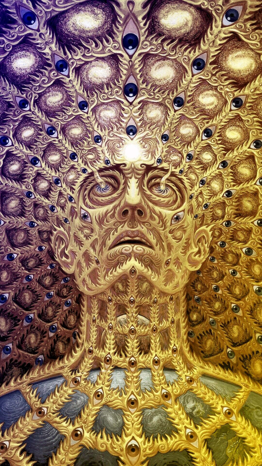 golden head, intricate patterns, embedded eyes, Full HD Phone Wallpaper