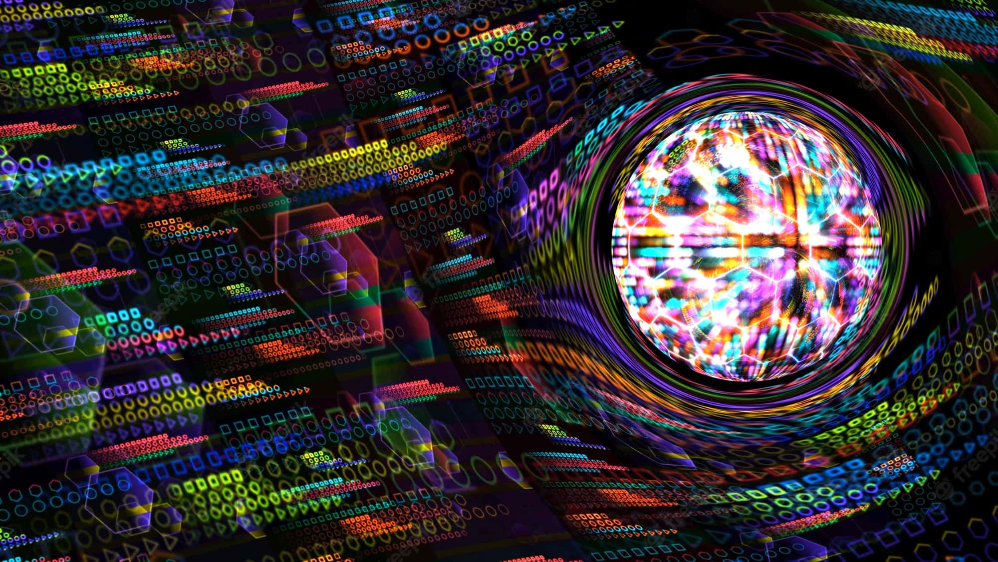 DMT, kaleidoscope, glowing geometric patterns, Full HD Desktop Wallpaper