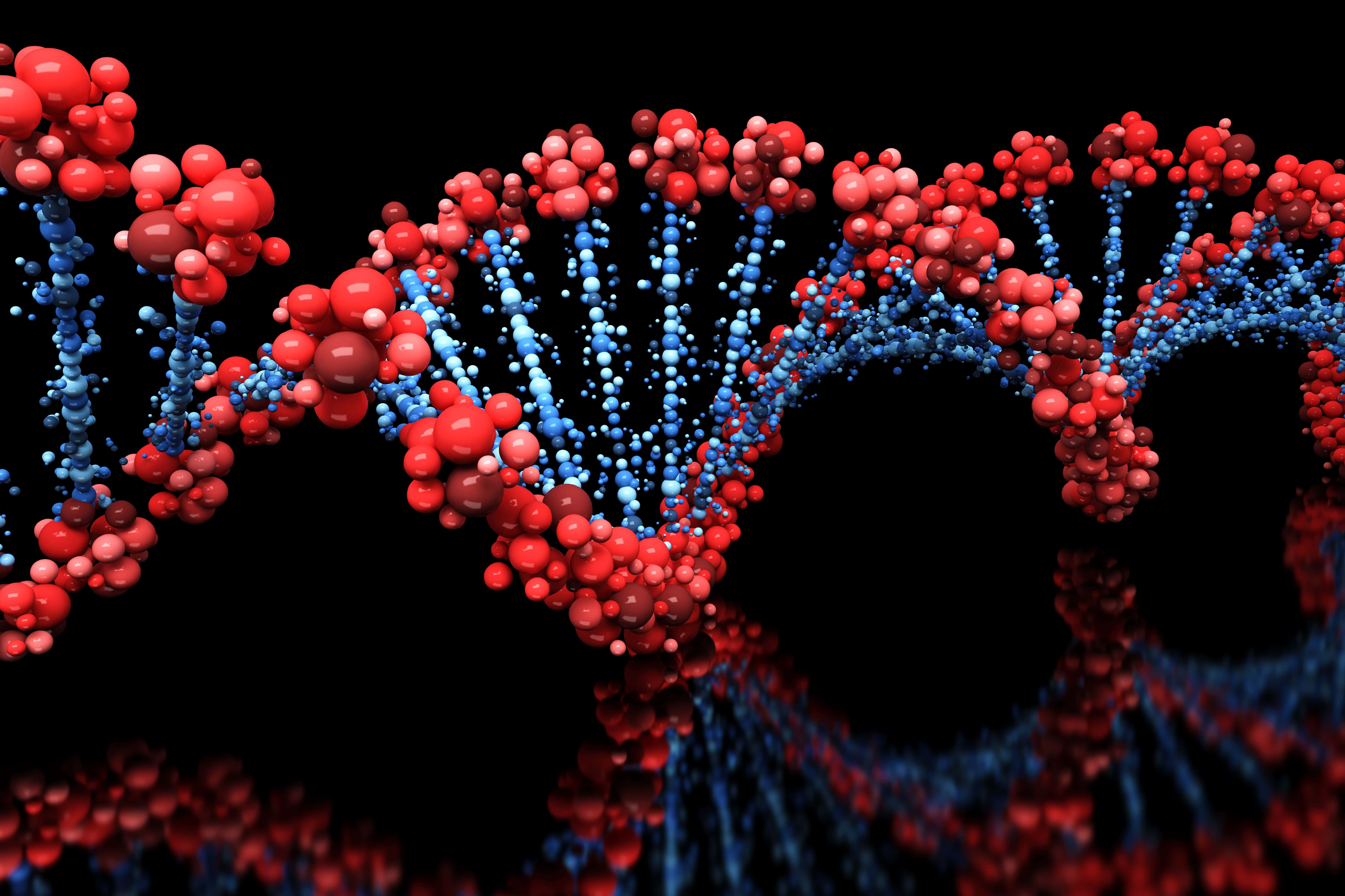Dna, double helix structure, vibrant red, 5K Desktop Wallpaper