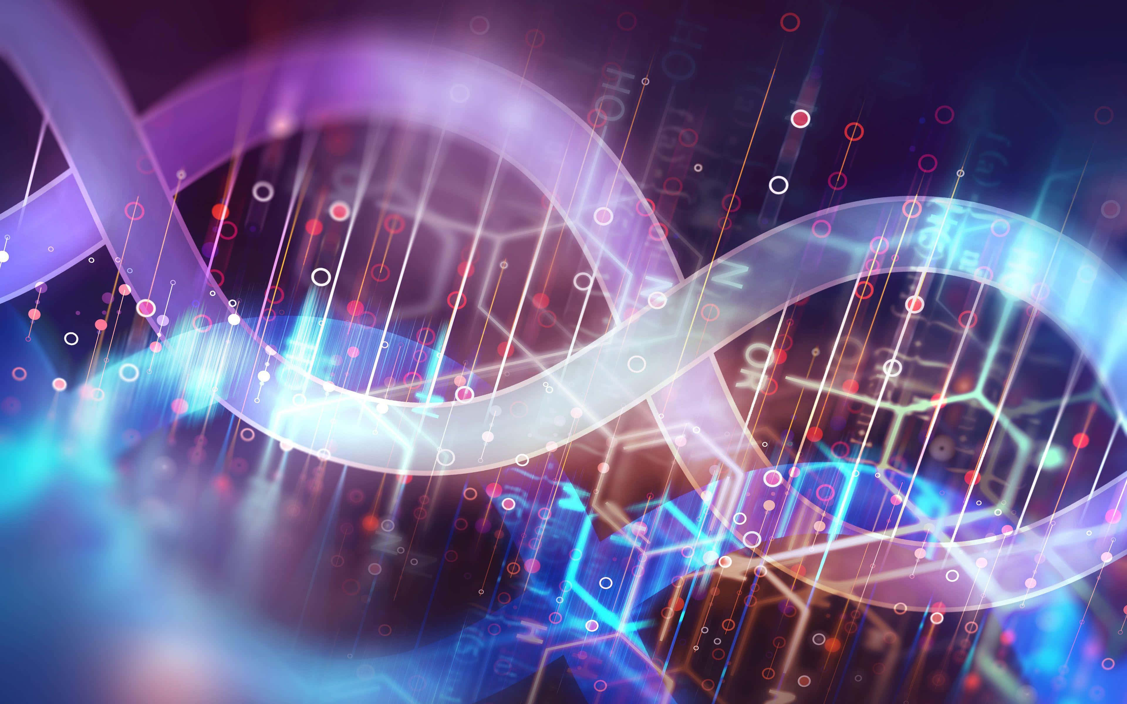 Digital D N A, double helix DNA strand, electric blue, 4K Desktop Wallpaper