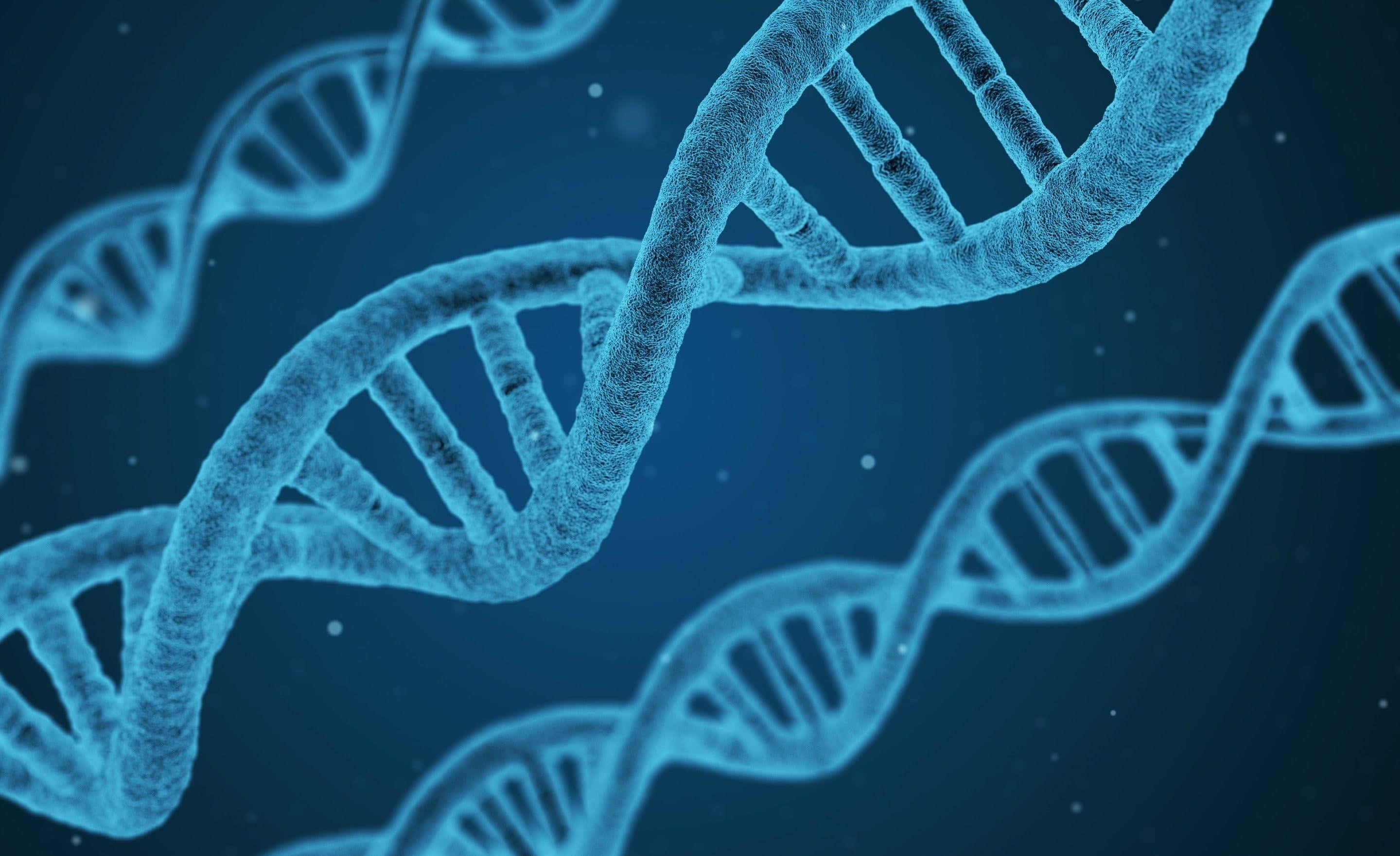 blue DNA, double helix structure, glowing blue strands, 2K Desktop Wallpaper