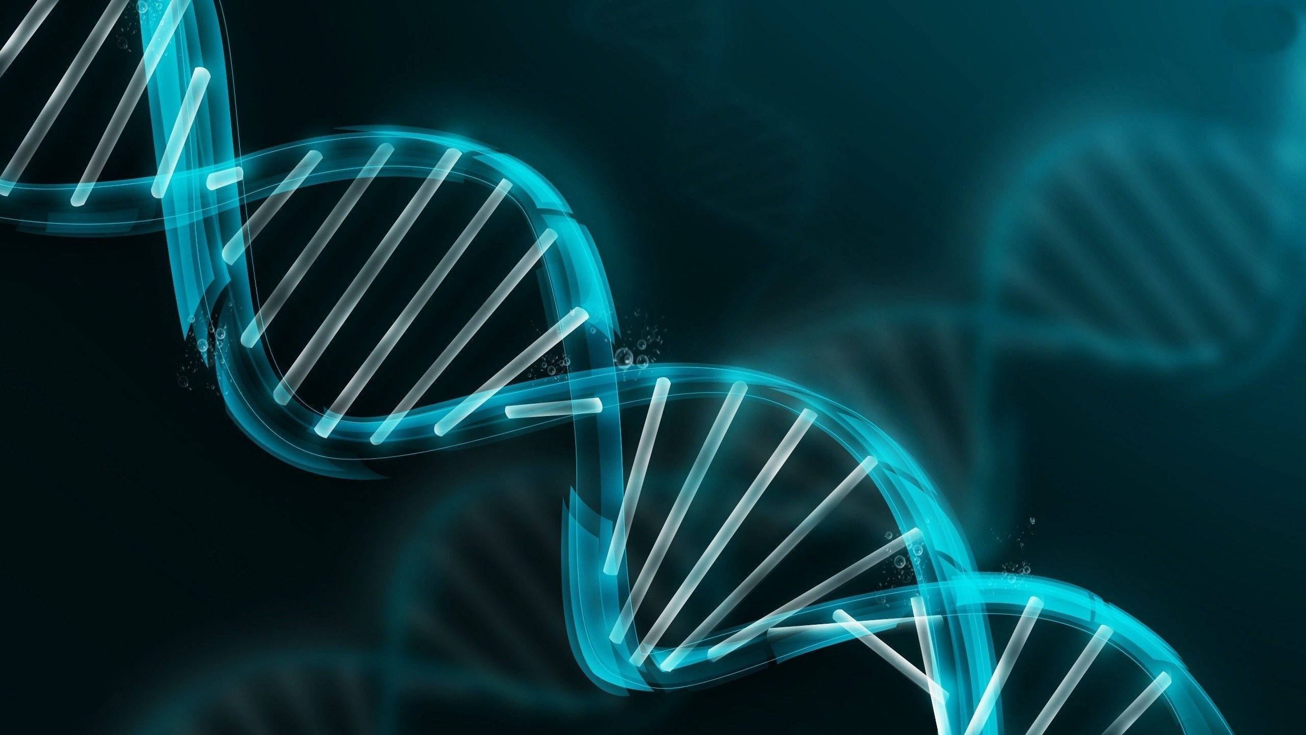 Healthcare DNA, blue, DNA double helix, 2K Desktop Wallpaper