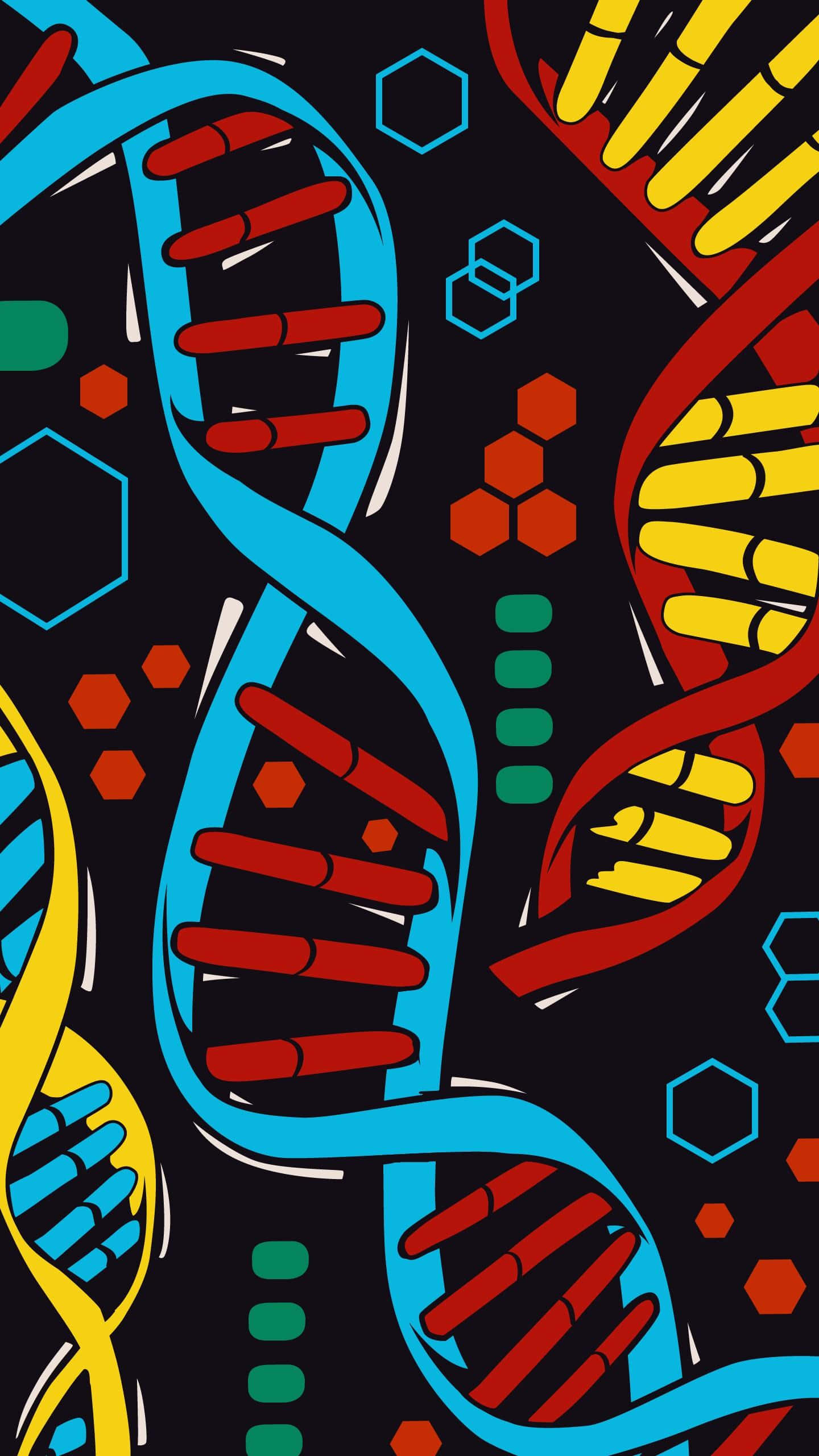 DNA strands, blue, red, 2K Phone Wallpaper