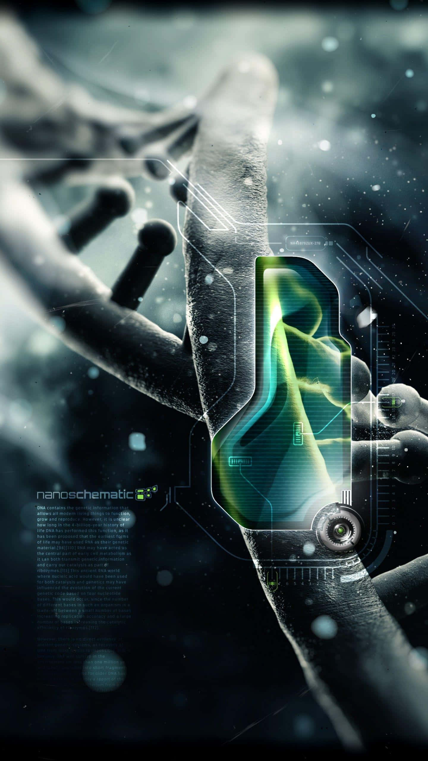 Dna, nanotechnology, glowing green, 2K Phone Wallpaper