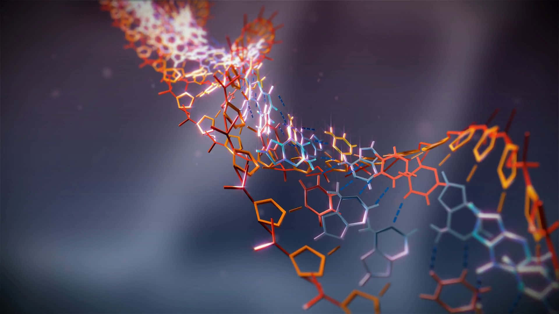 abstract d n a structure, glowing, colorful molecular chain, Full HD Desktop Wallpaper