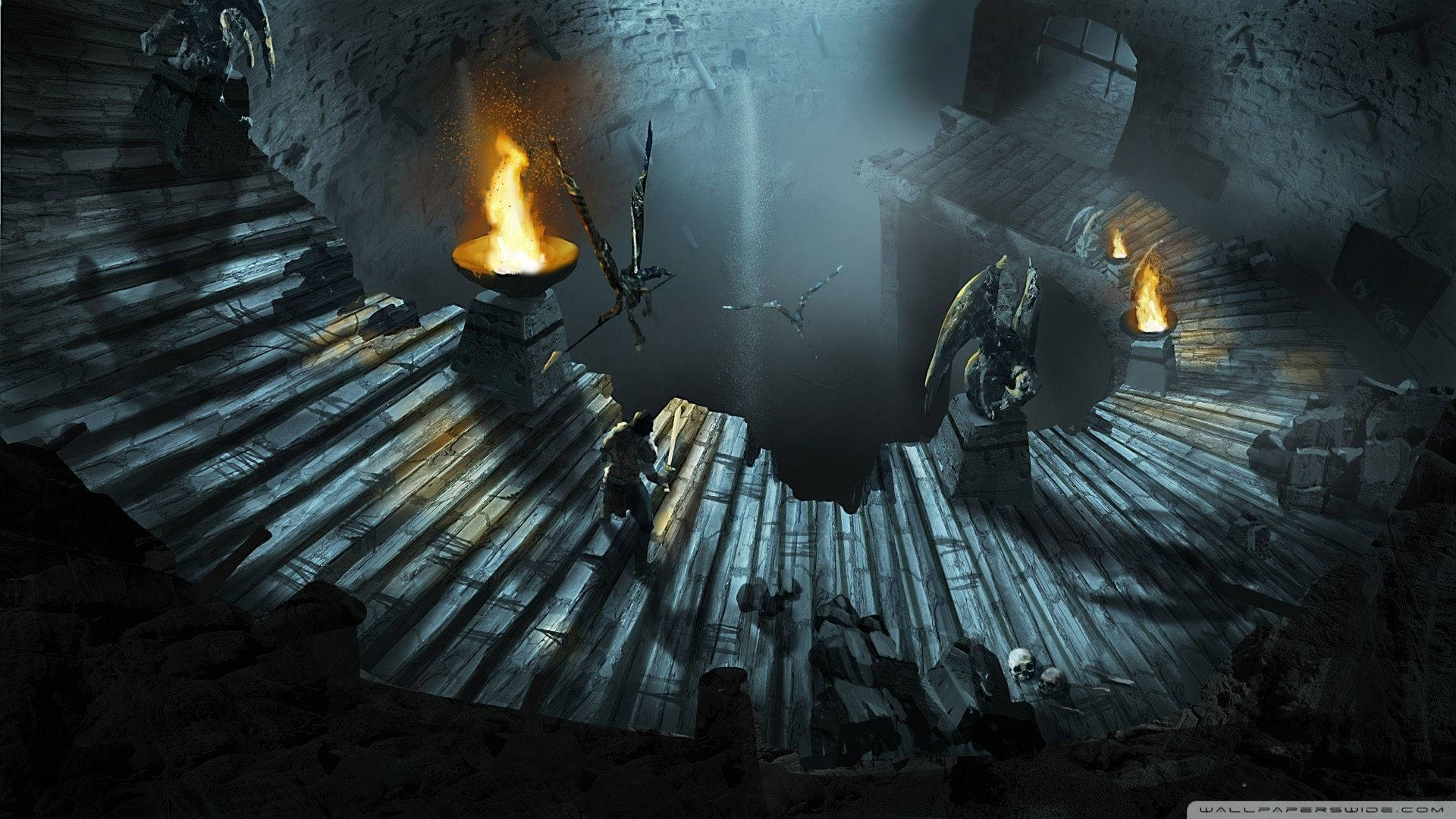 Dnd, castle stairs, battle, Full HD Desktop Wallpaper