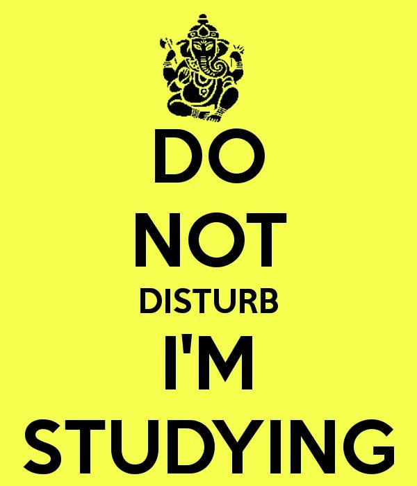 Do Not Disturb I'm Studying, black Ganesha silhouette, bold black text, SD Phone Wallpaper