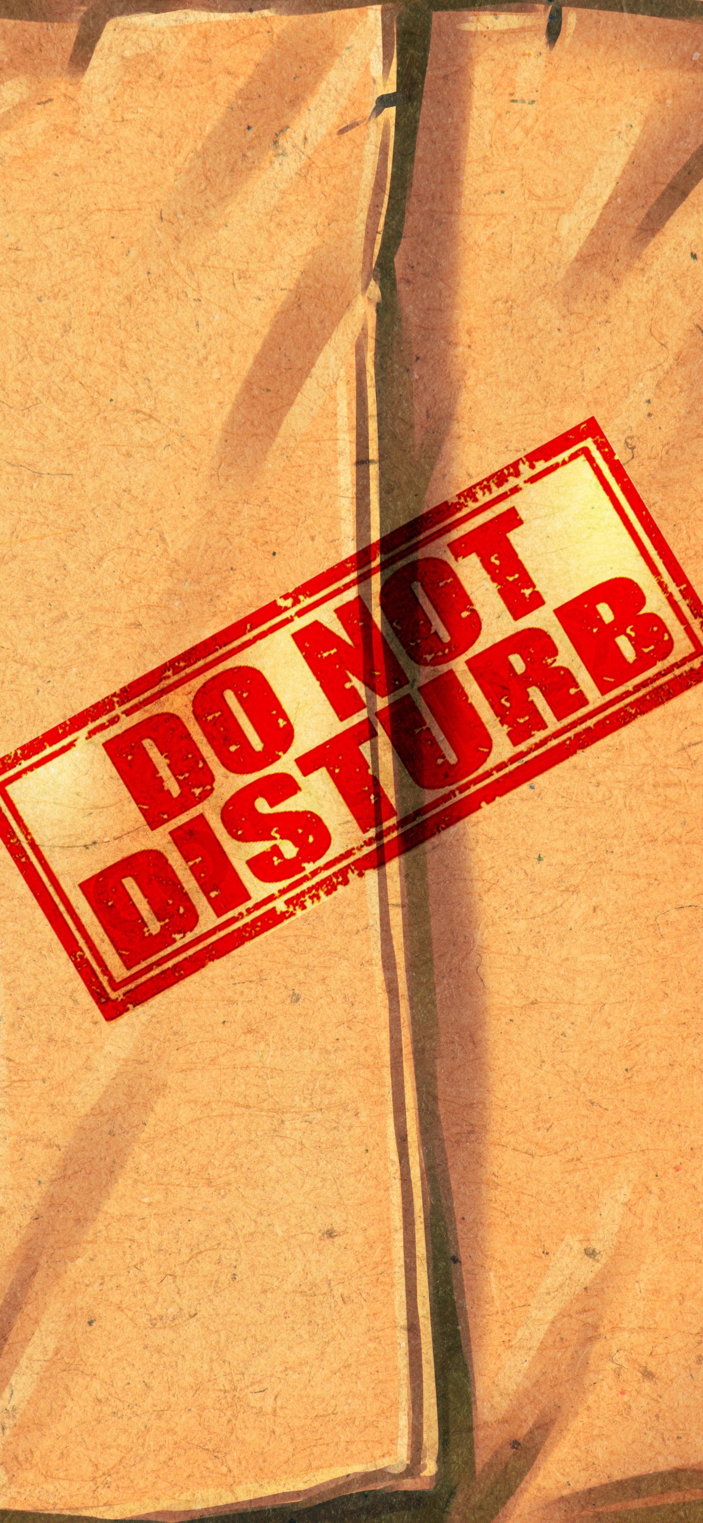 red DO NOT DISTURB stamp, weathered brown paper surface, distressed edges, 2K Phone Wallpaper
