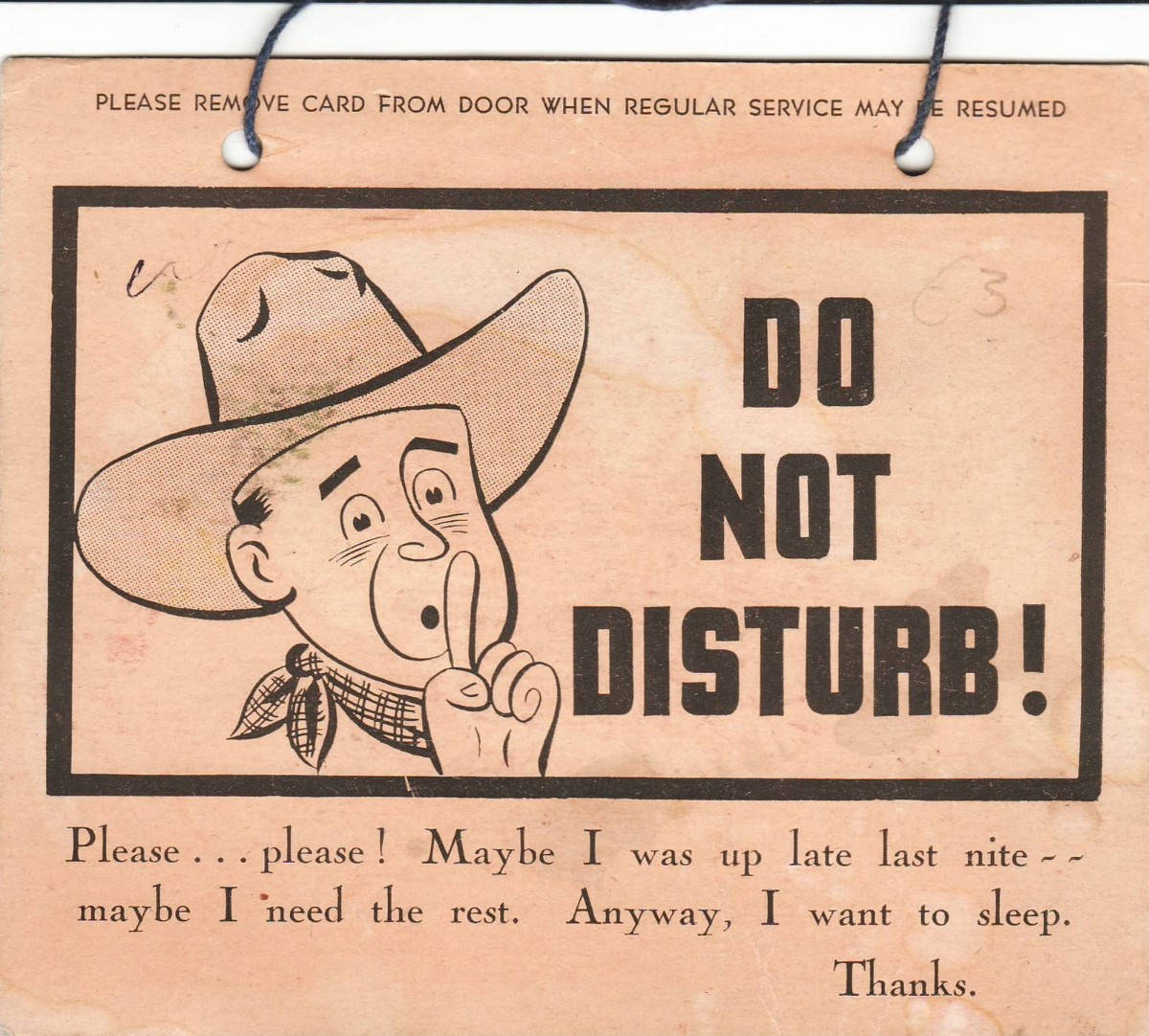 Do Not Disturb, cartoon cowboy, finger to lips, SD Desktop Wallpaper