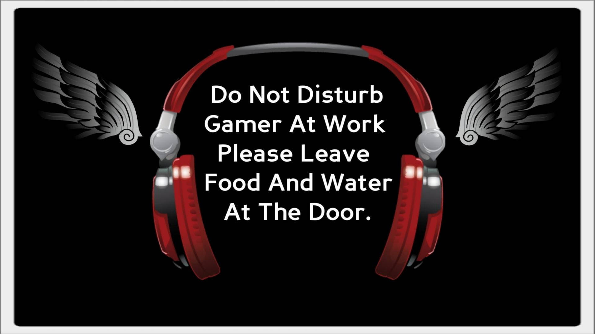 Do Not Disturb, red gaming headphones, gray wings, Full HD Desktop Wallpaper