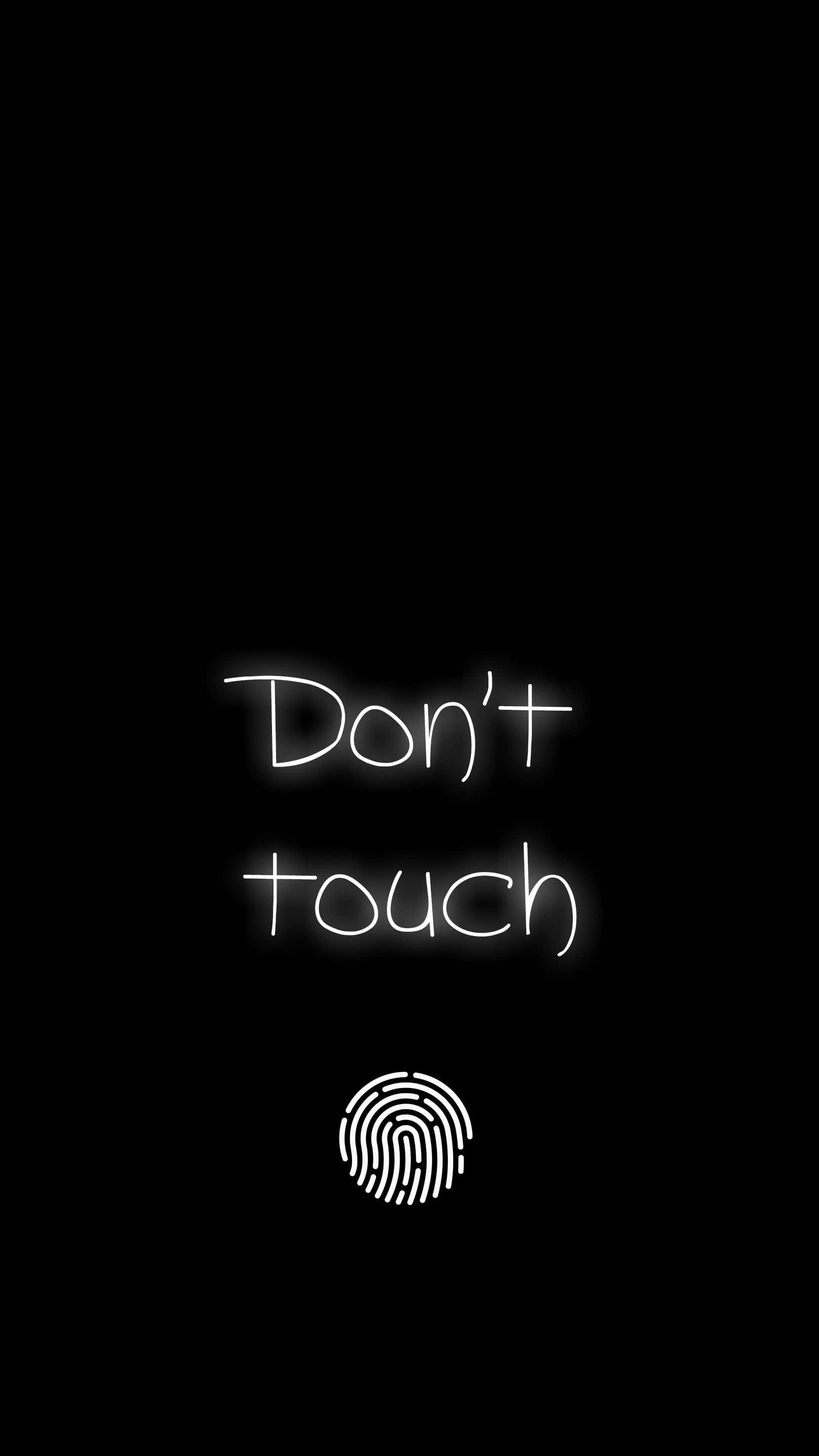 Do Not Touch, glowing white neon text, fingerprint icon, 2K Phone Wallpaper
