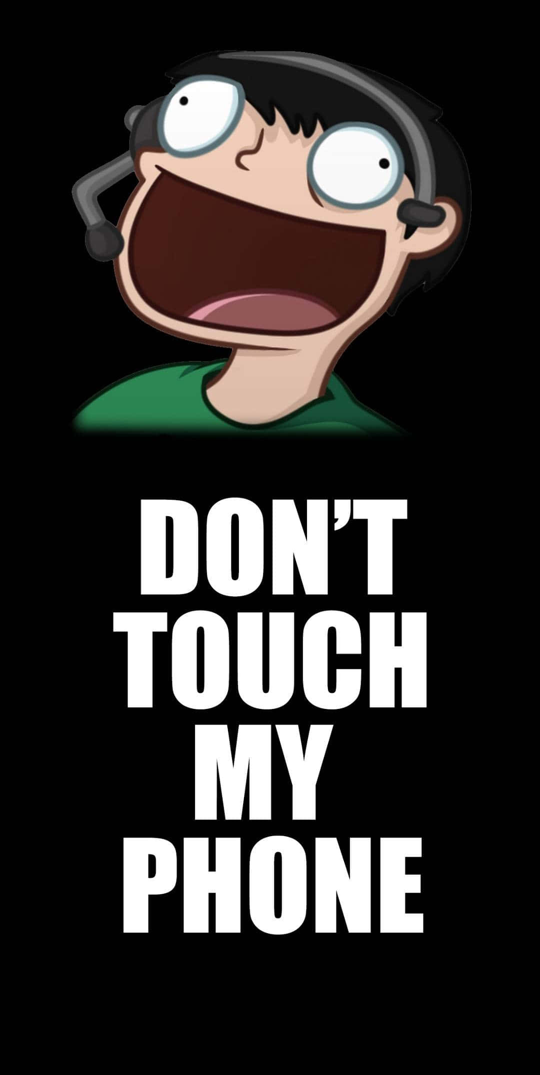 Do Not Touch, cartoon character, headset, Full HD Phone Wallpaper