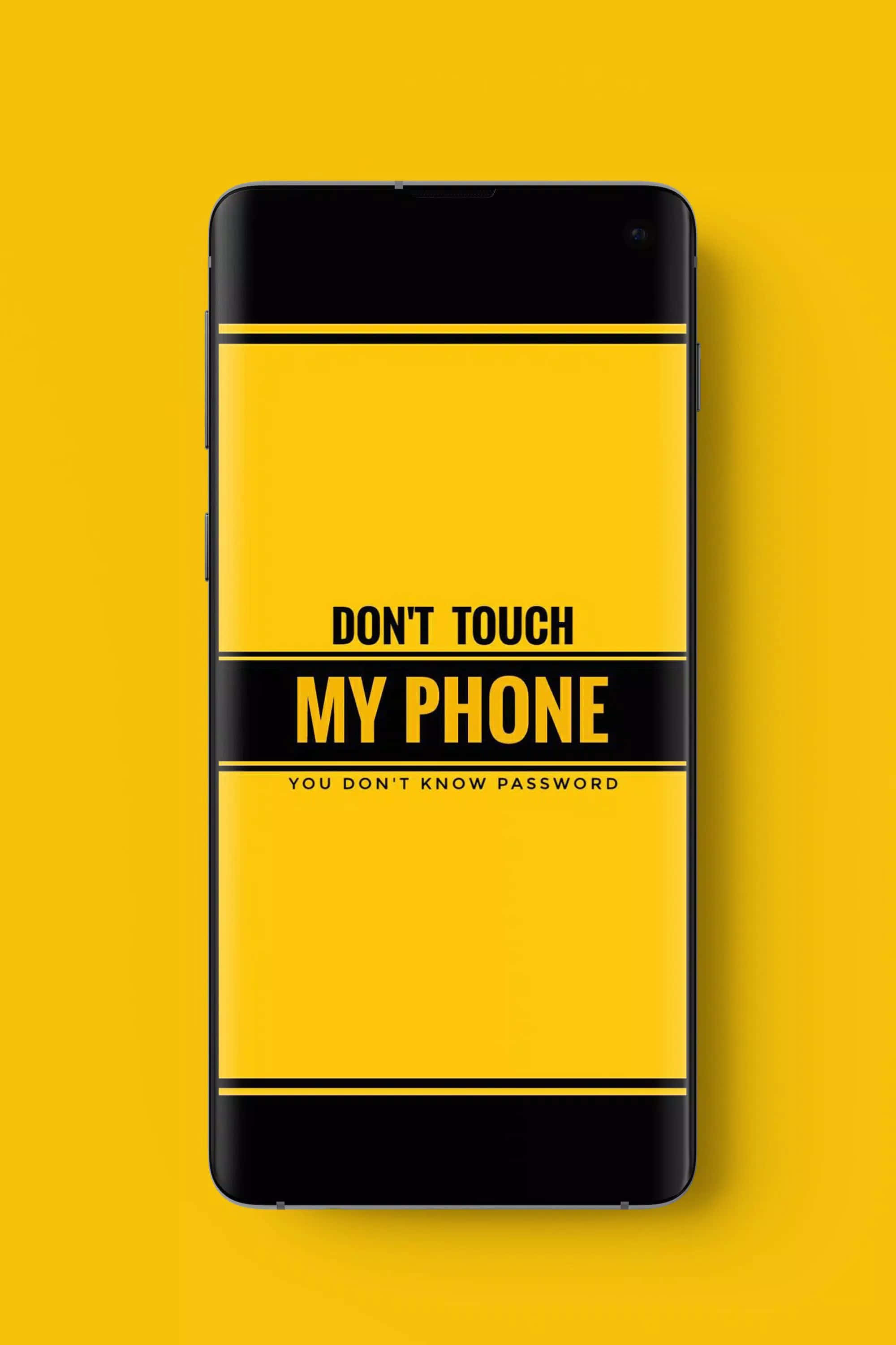 do not touch, black smartphone, bold yellow text, 2K Phone Wallpaper