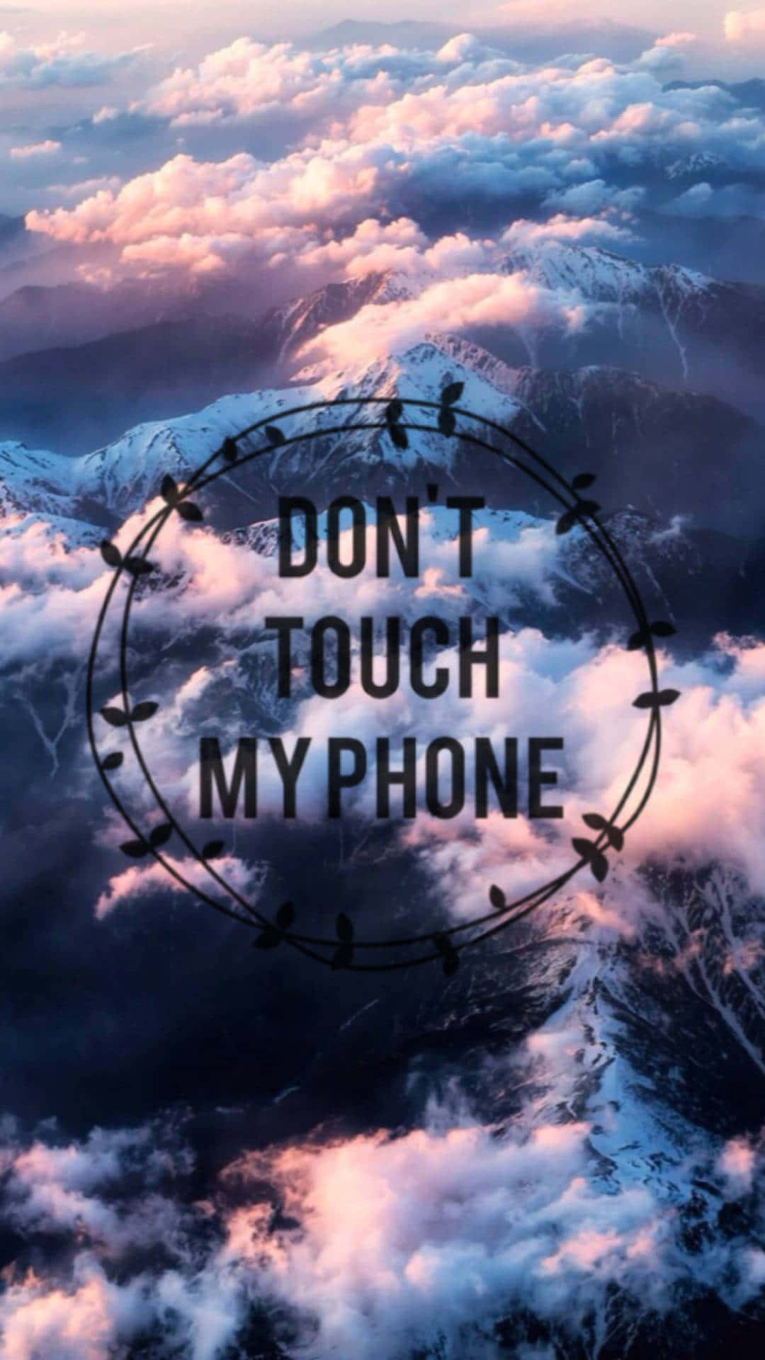 Snowcapped mountains, pink and blue clouds, don't touch my phone, Full HD Phone Wallpaper