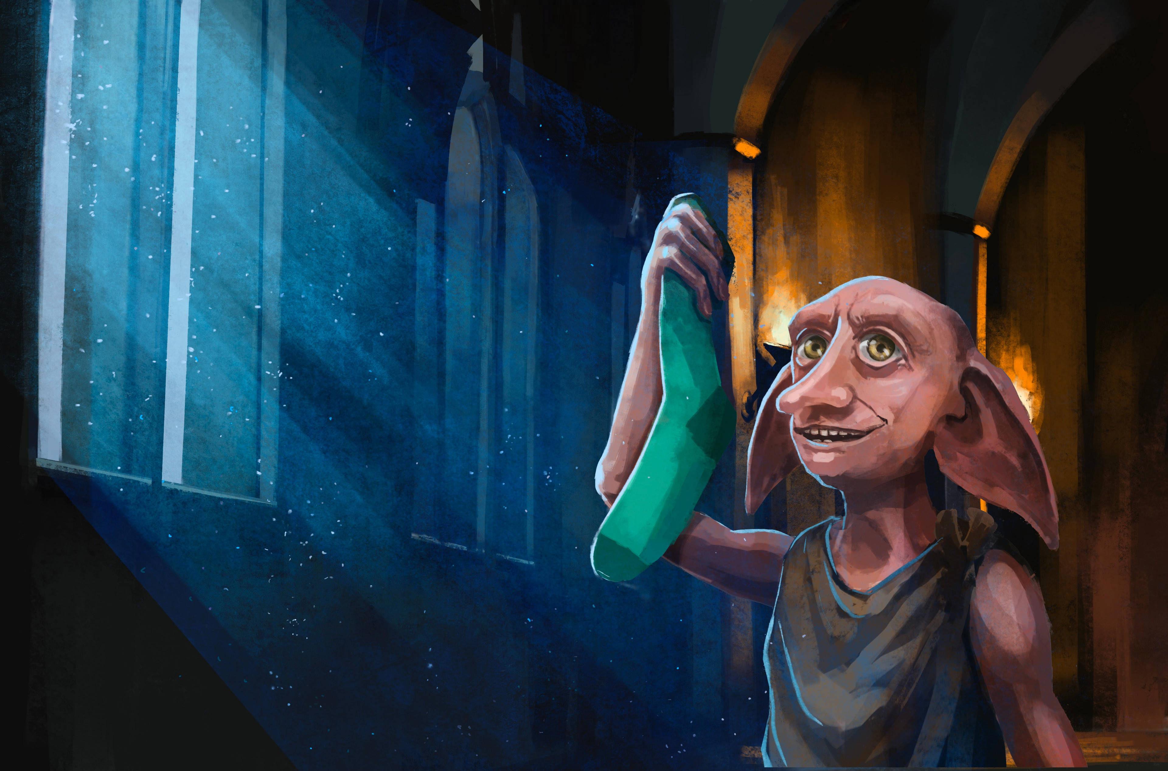Dobby, elf, glowing green potion, 4K Desktop Wallpaper