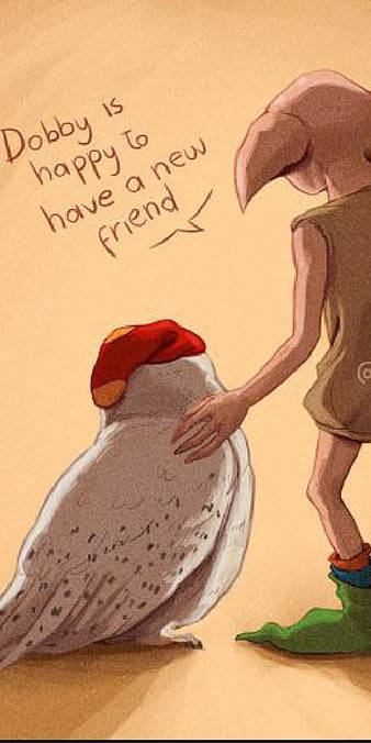 Dobby, owl friends, white bird, SD Phone Wallpaper