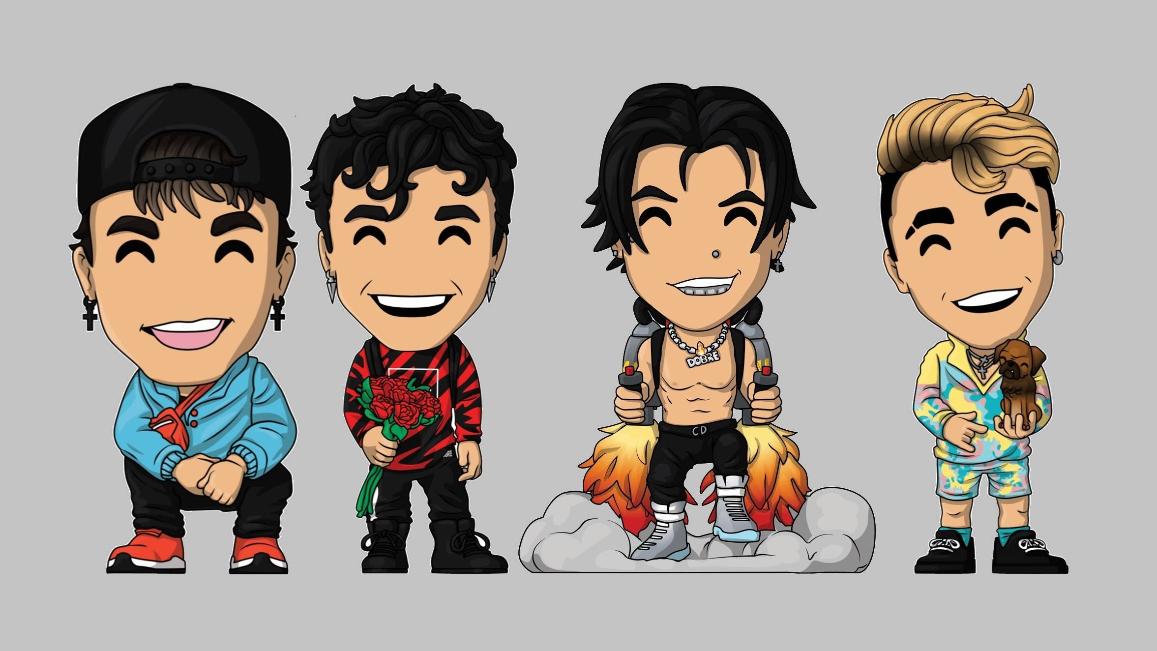 Dobre Brothers, chibi-style, vibrant outfits, Full HD Desktop Wallpaper