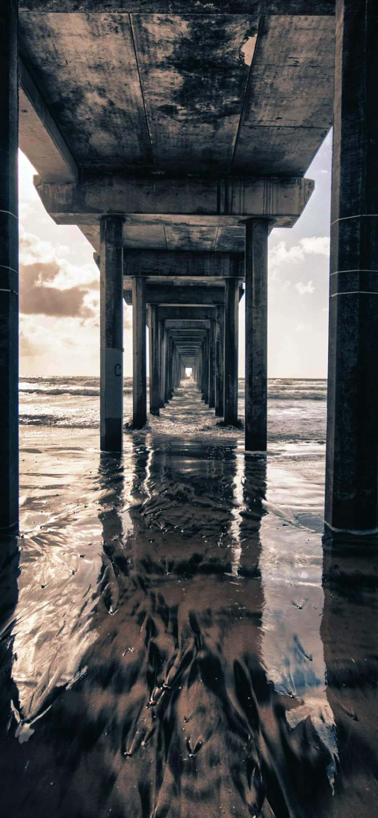 contemporary, concrete pier, ocean, 2K Phone Wallpaper