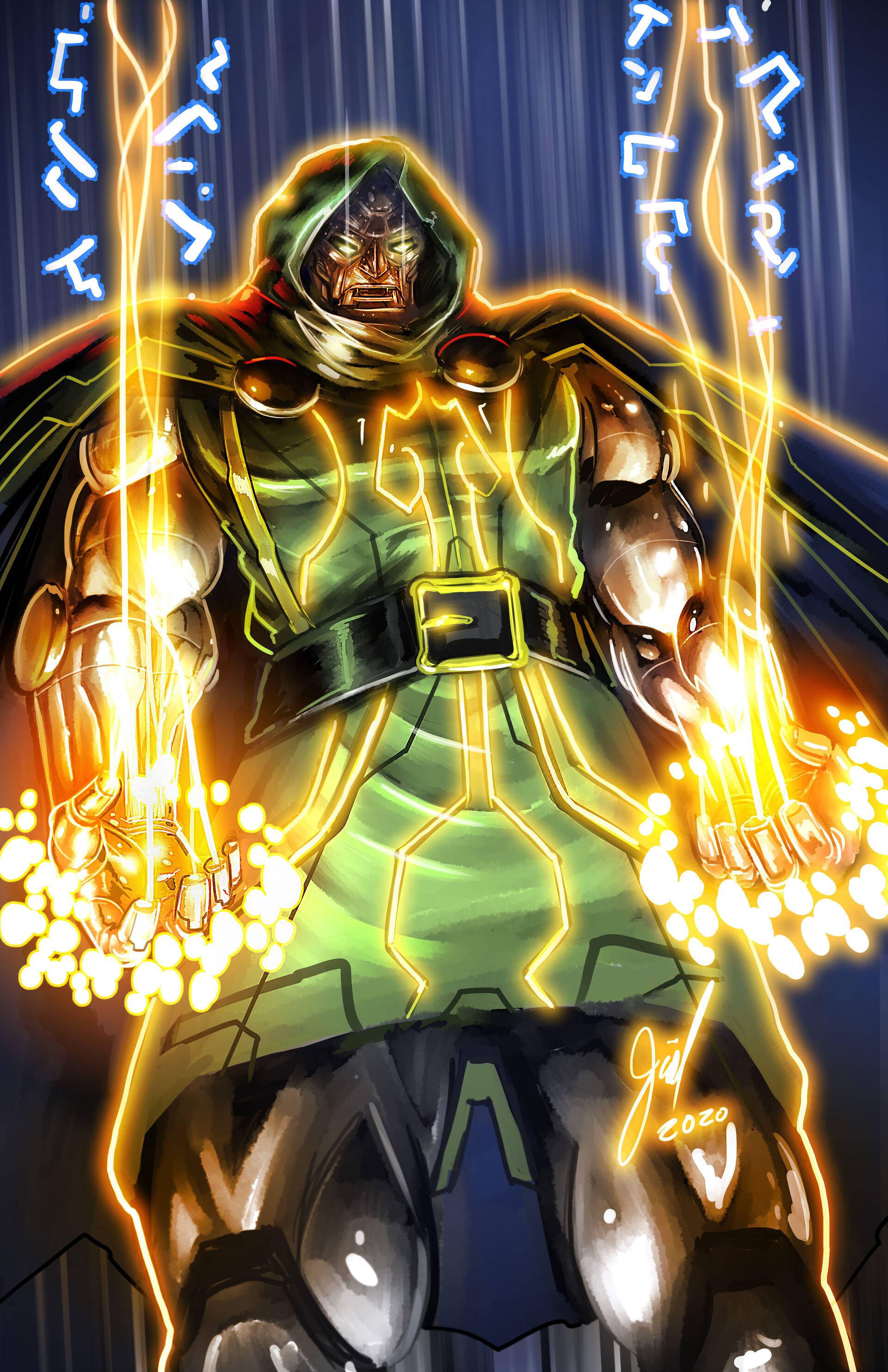 Doctor Doom, gauntlet, lasers, 2K Phone Wallpaper