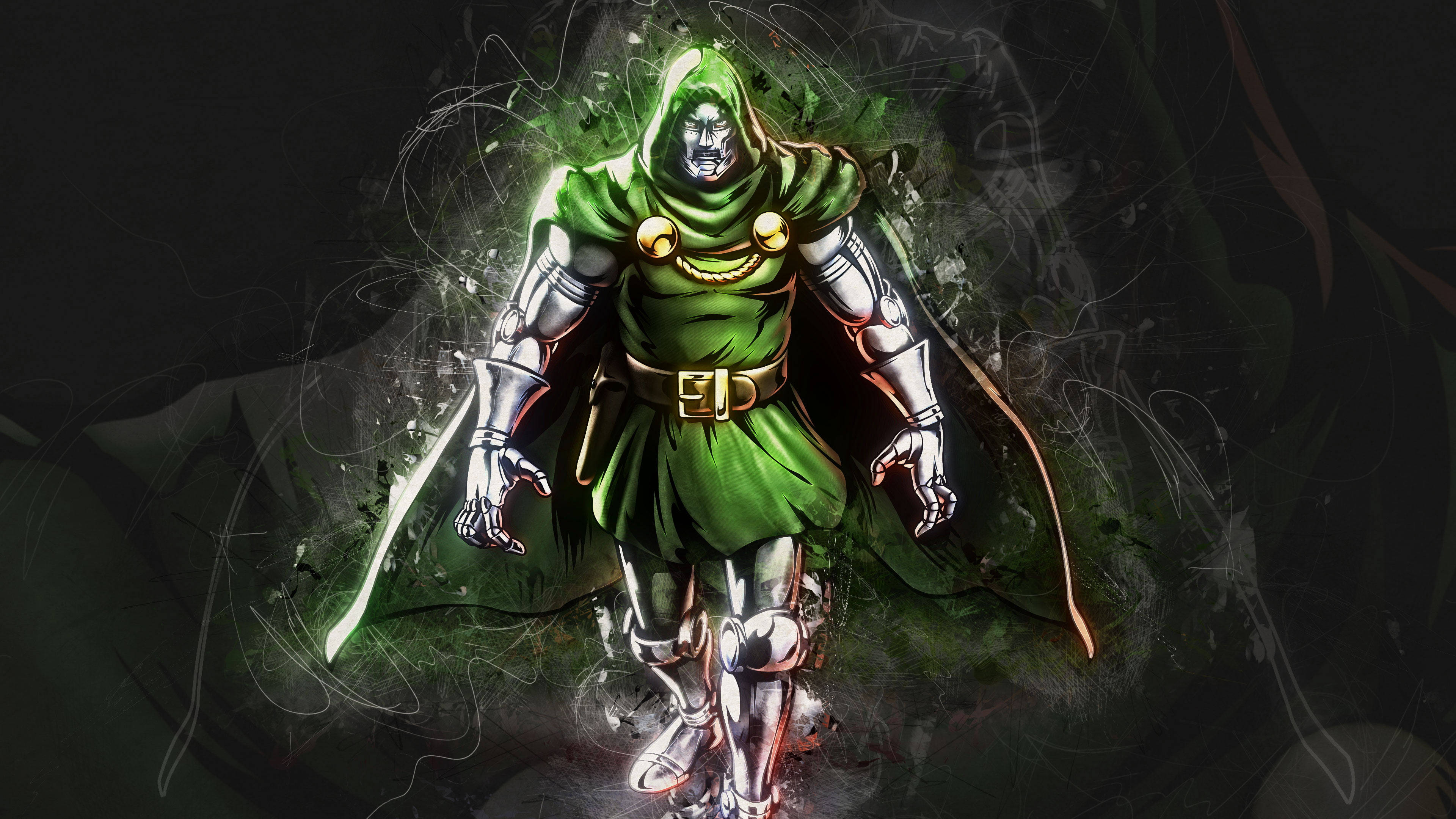 Doctor Doom, green-robed, dark smoke, 4K Desktop Wallpaper
