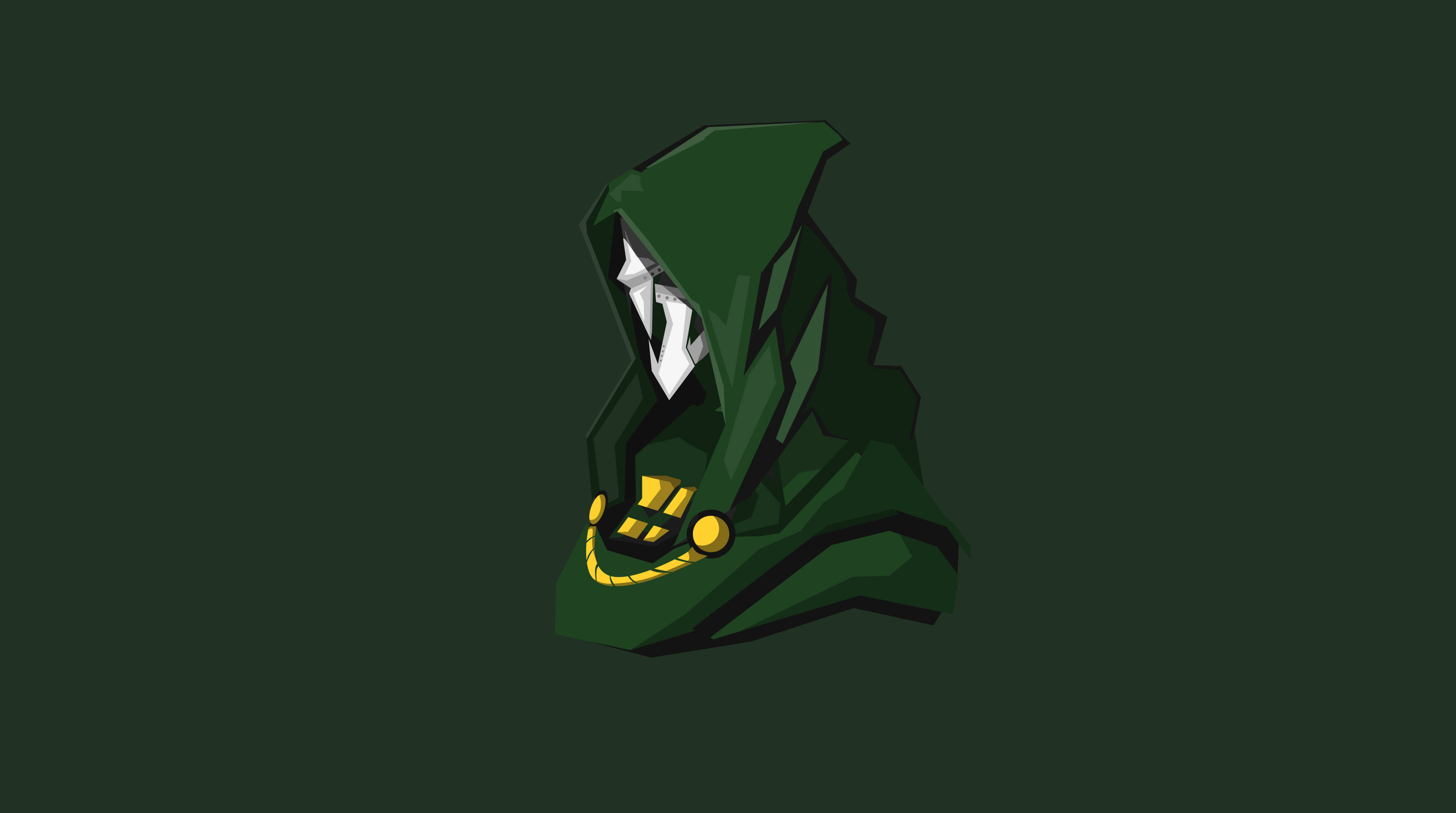 Doctor Doom, green hooded figure, white face, 4K Desktop Wallpaper
