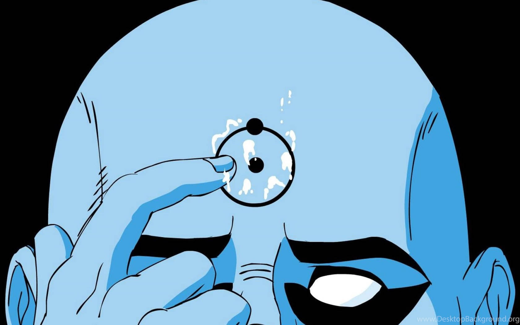 Doctor Manhattan, hydrogen symbol, blue-skinned, HD Desktop Wallpaper