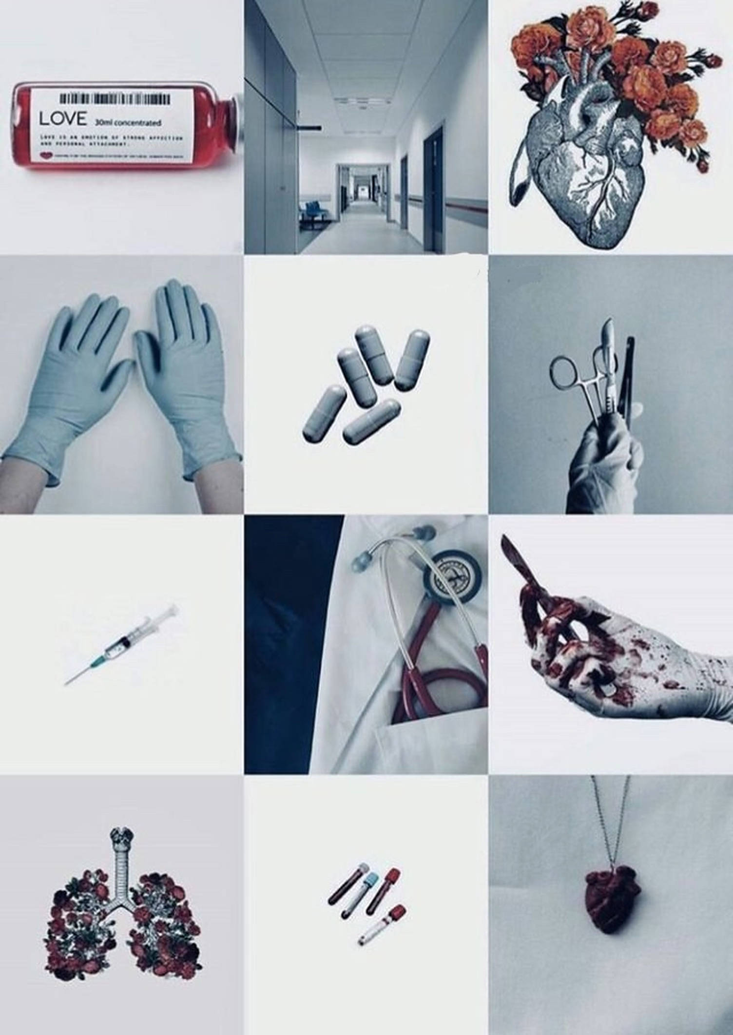 Doctor Mood Board, love pills, hospital corridor, Full HD Phone Wallpaper