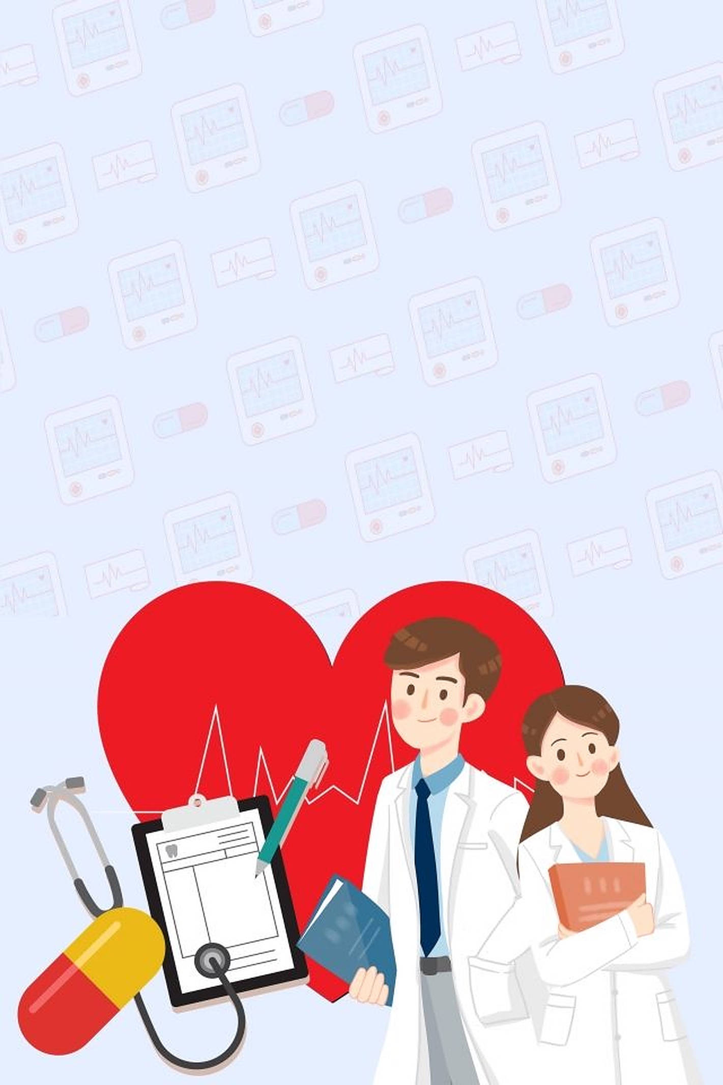 Doctor Digital Art, red heart, medical icons, Full HD Phone Wallpaper