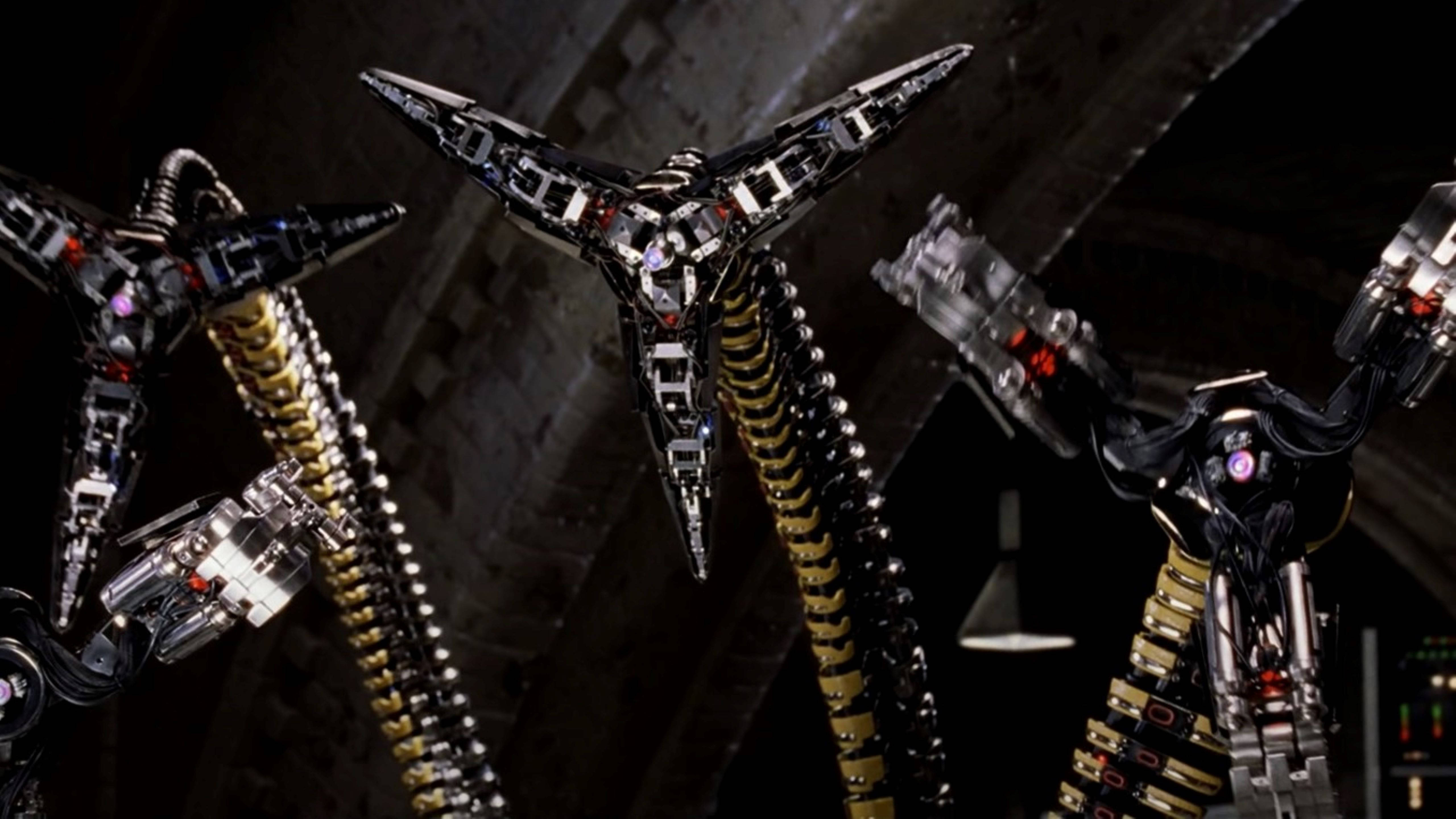 Doctor Octopus, mechanical tentacles, glowing red eyes, 5K Desktop Wallpaper