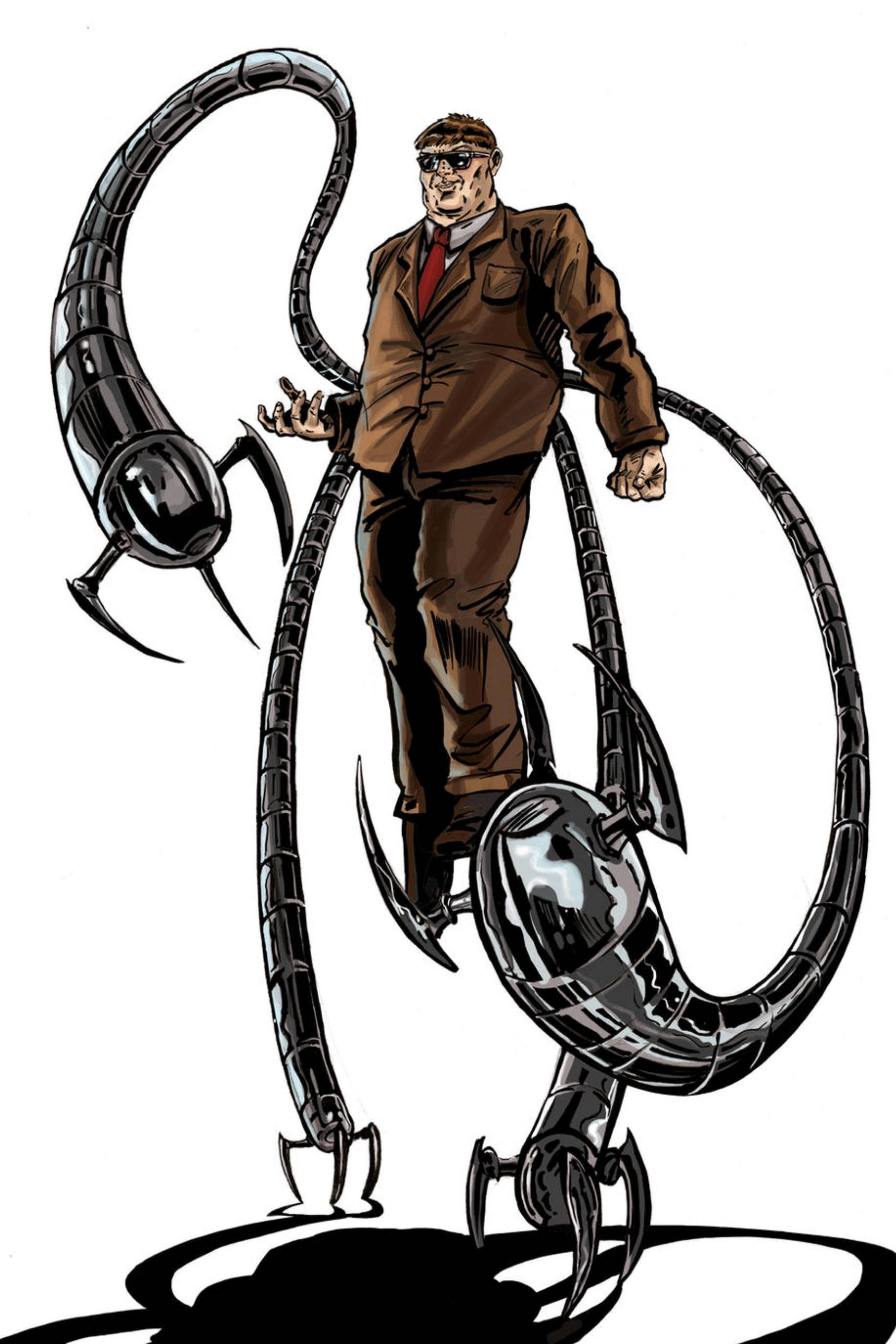 Doctor Octopus, brown suit, shadowy platform, 2K Phone Wallpaper