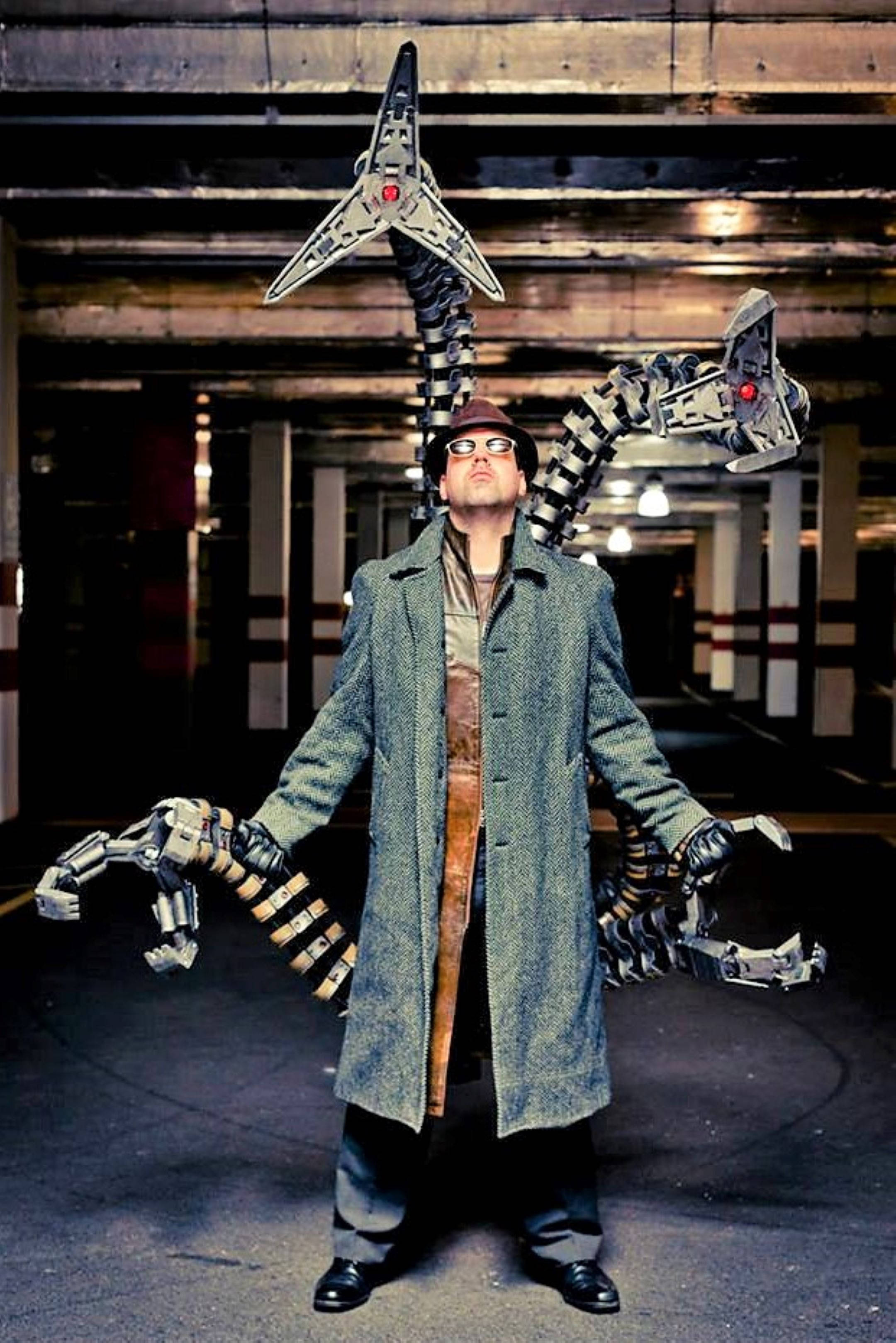 Doctor Octopus, long coat, hat, 2K Phone Wallpaper