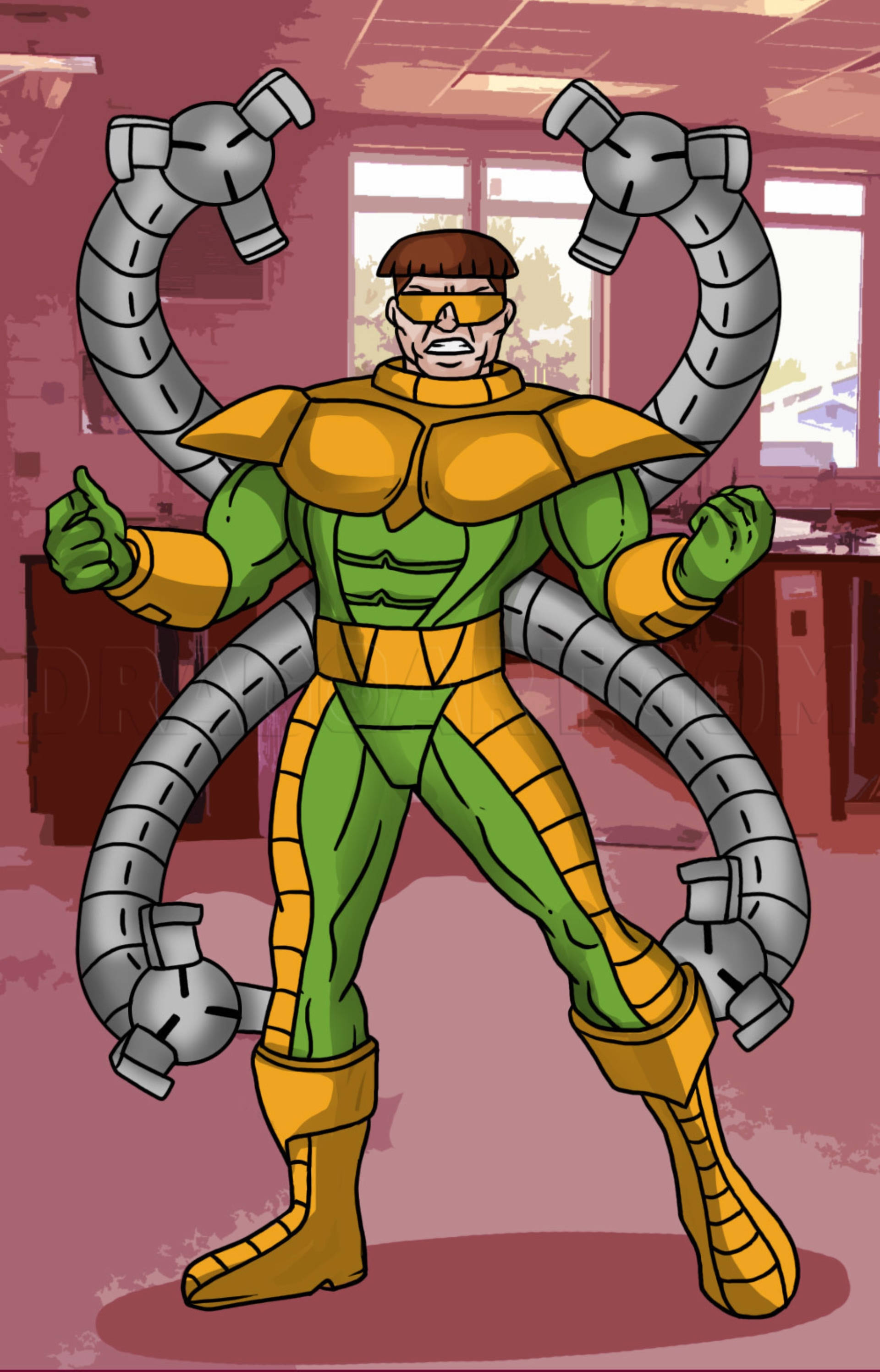 Doctor Octopus, comic book style, lab, 2K Phone Wallpaper