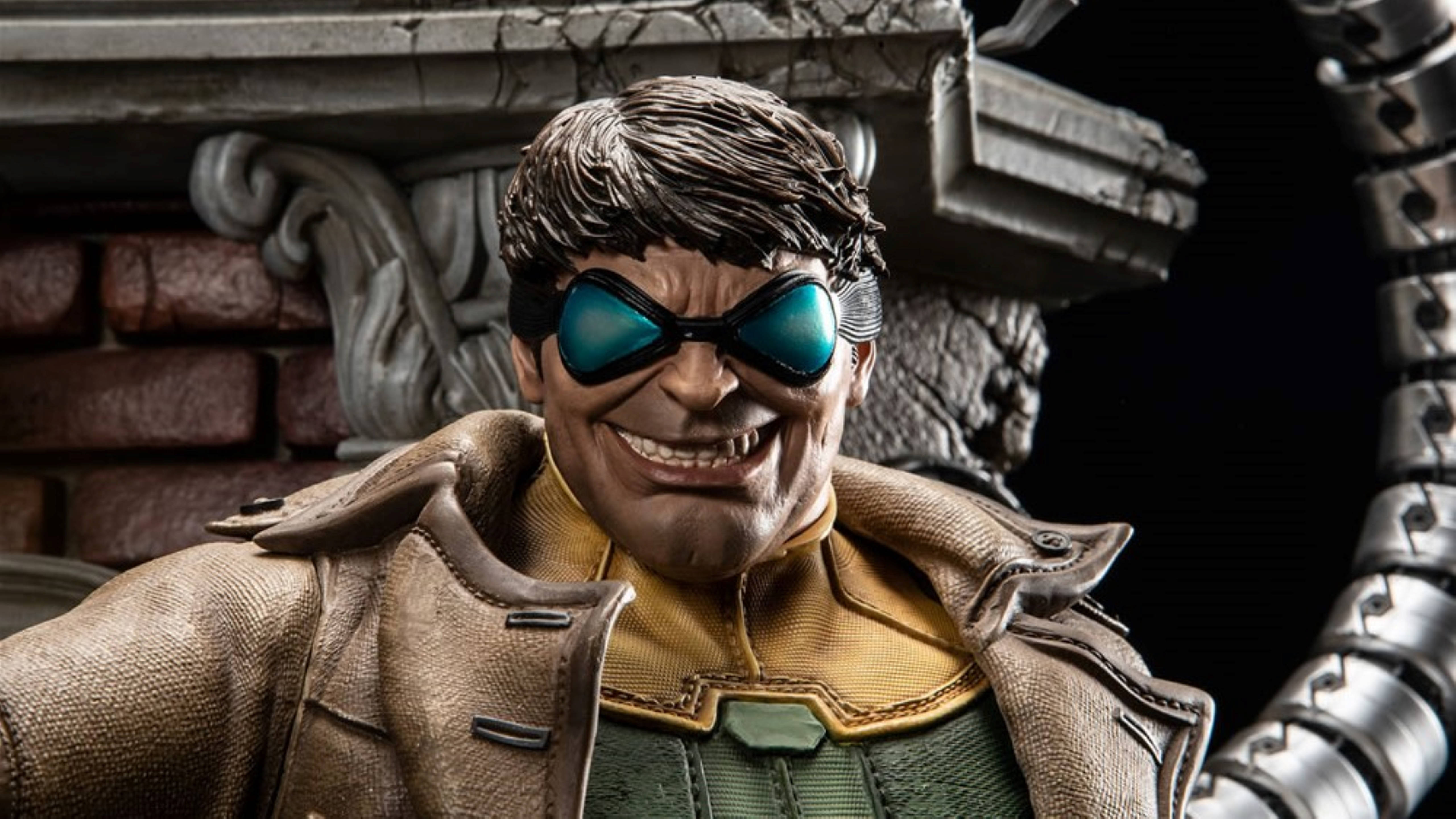 Doctor Octopus, brown jacket, blue-tinted goggles, 5K Desktop Wallpaper