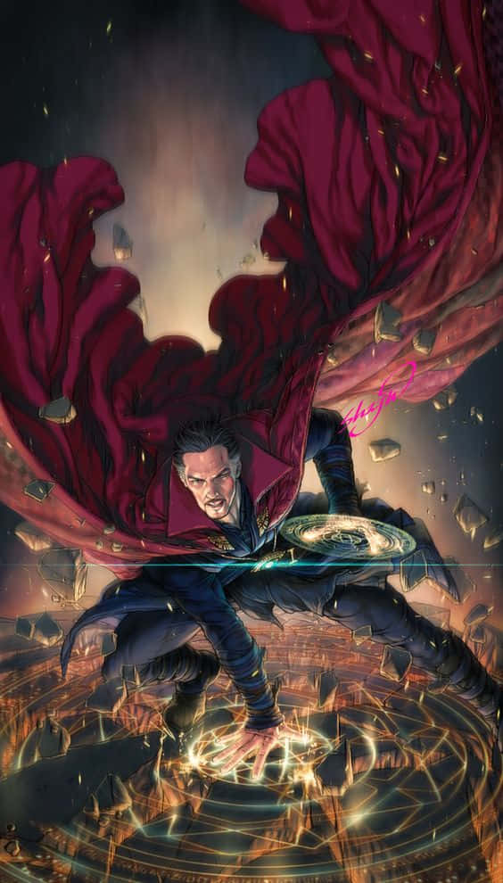 Doctor Strange, red cape, mystical energy, SD Phone Wallpaper