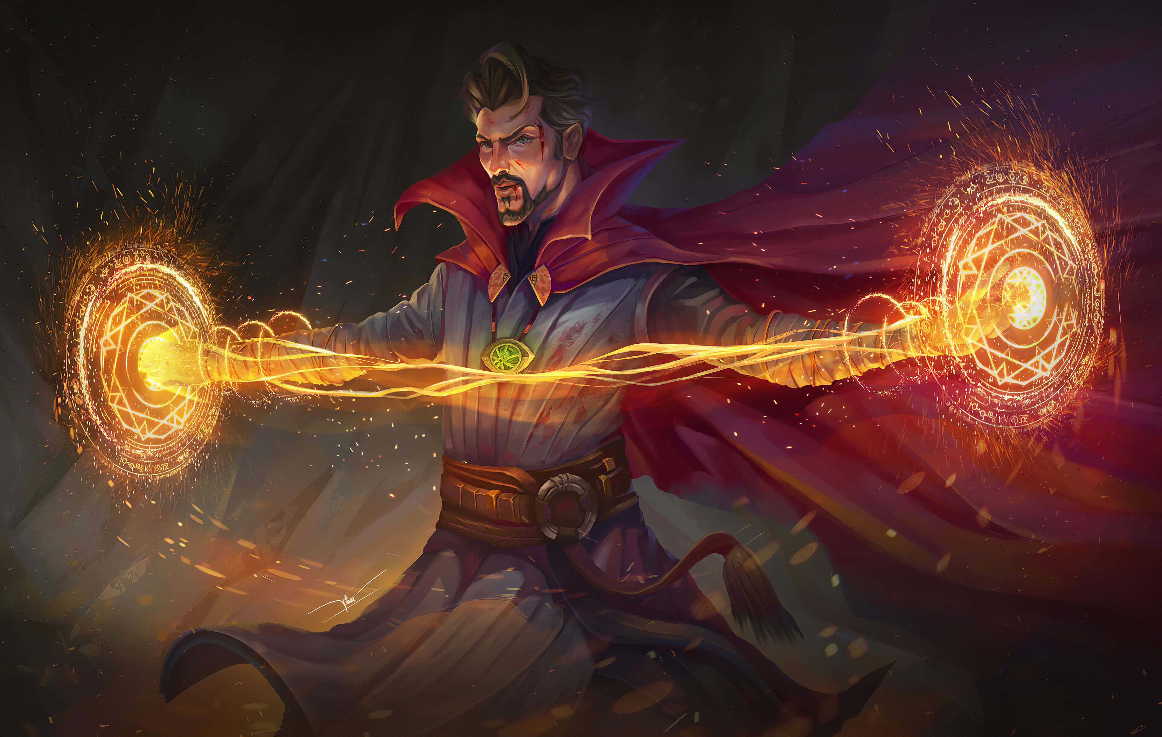 Doctor Strange 2, Doctor Strange, golden mystical energy, 4K Desktop Wallpaper