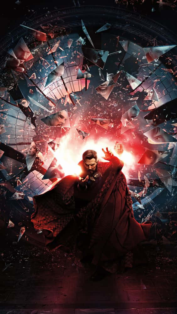 Doctor Strange 2, red robe, glowing magic, SD Phone Wallpaper
