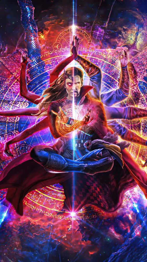 Doctor Strange, cosmic vortex, glowing mystical symbols, SD Phone Wallpaper
