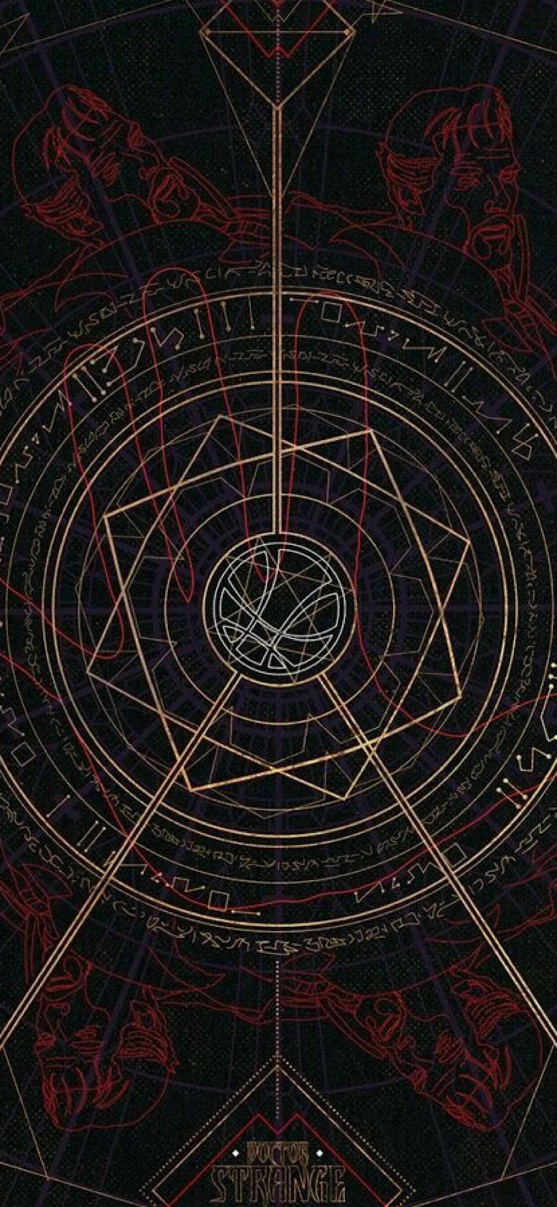 Doctor Strange, mystical cosmic diagram, glowing golden lines, Full HD Phone Wallpaper