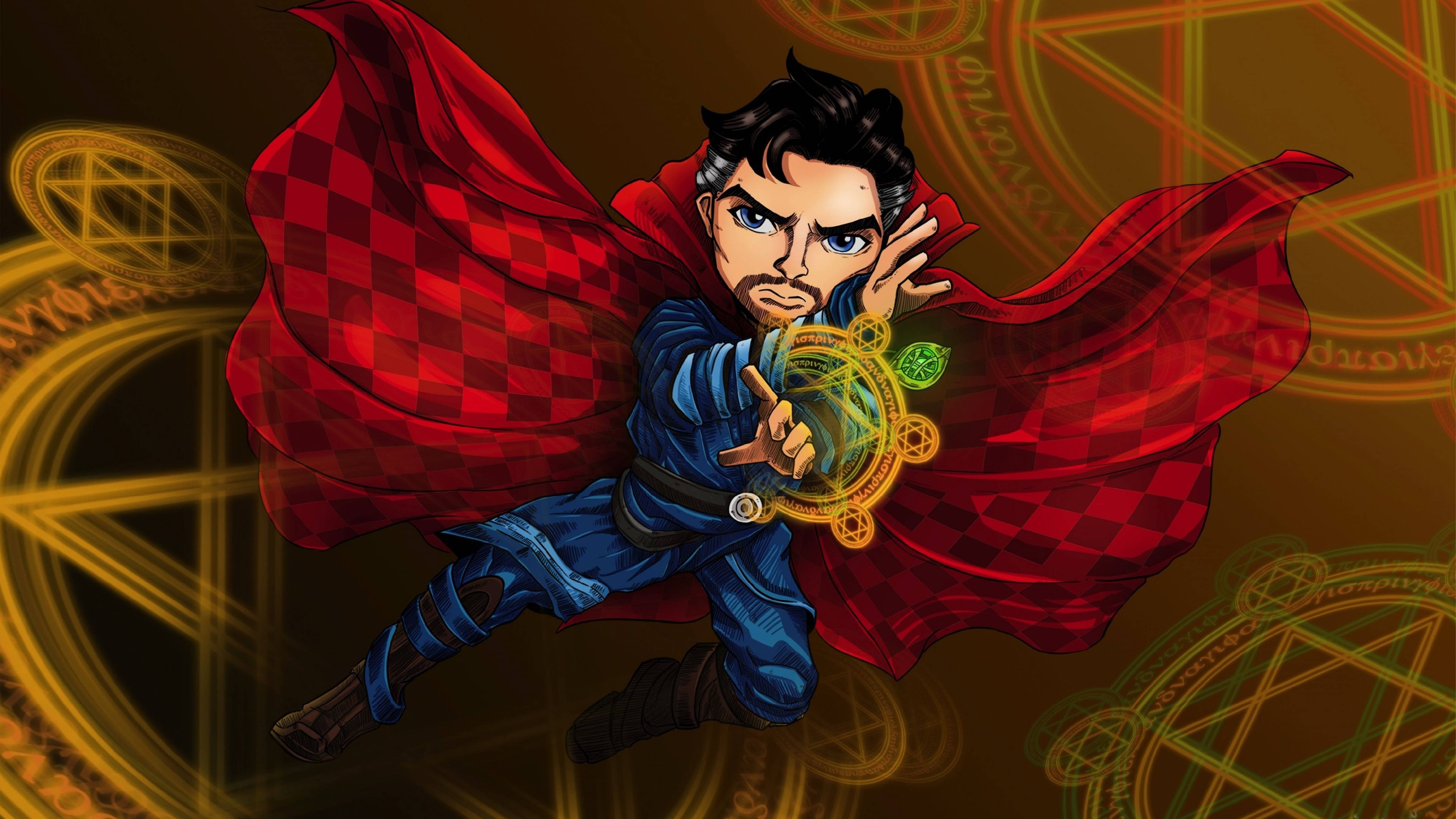Doctor Strange, blue robe, red cape, 5K Desktop Wallpaper
