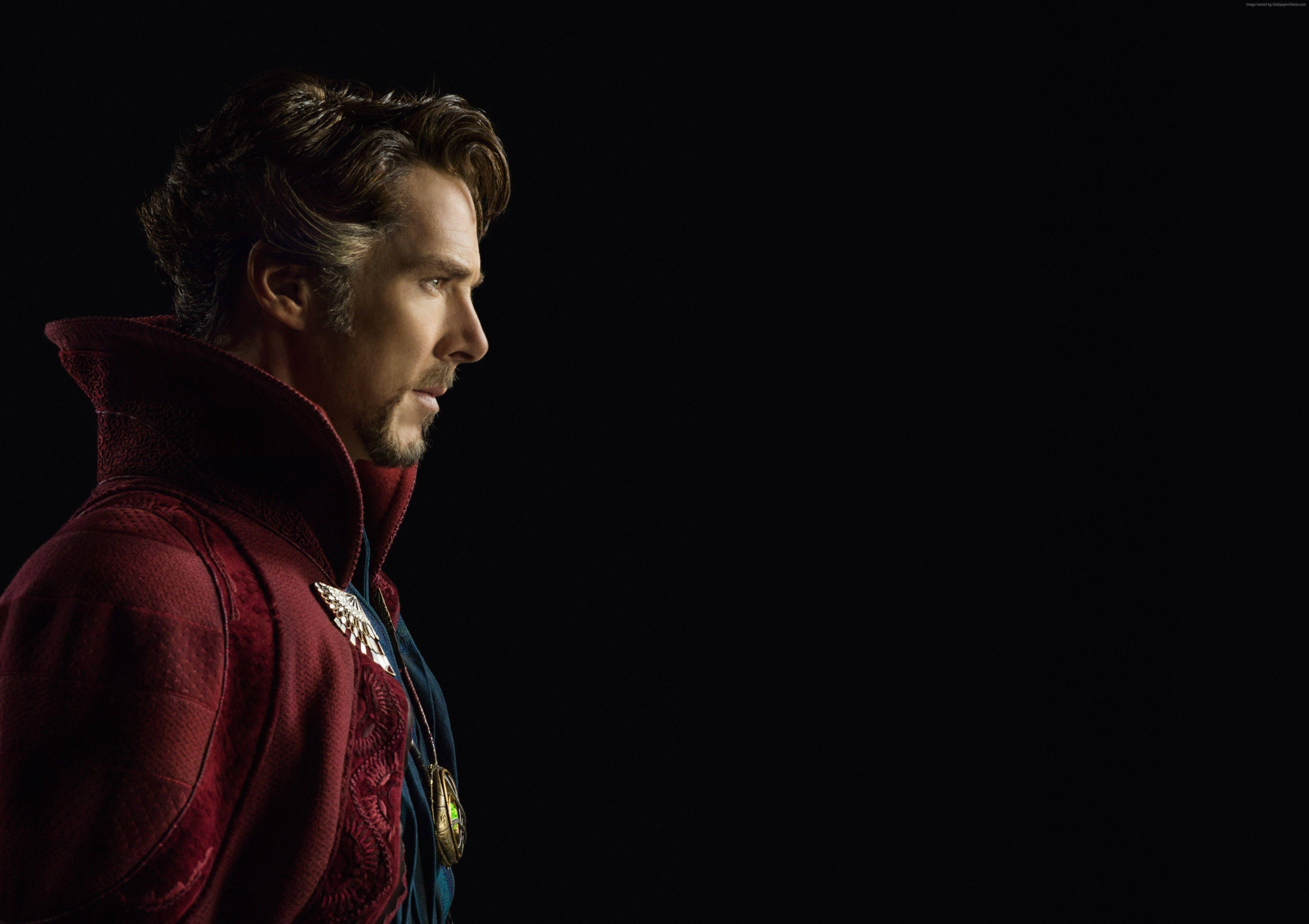 Doctor Strange, red textured robe, silver brooch, 4K Desktop Wallpaper