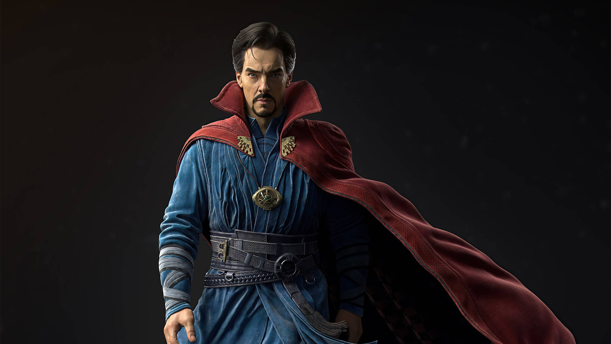Doctor Strange, red cape, blue robe, Full HD Desktop Wallpaper